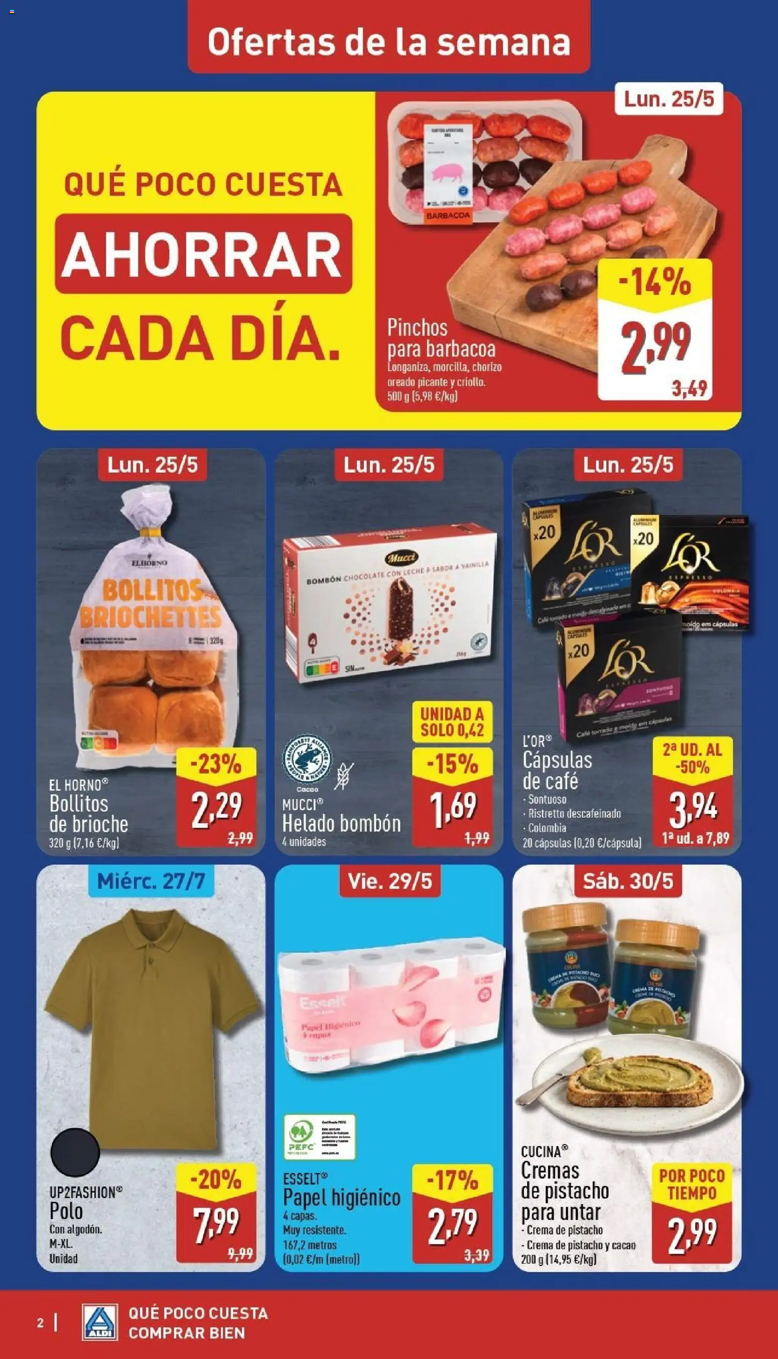 Aldi folleto Península │ válido desde el 25.05.2026 | Página: 2 | Productos: El horno, Leche, Papel higienico, Horno