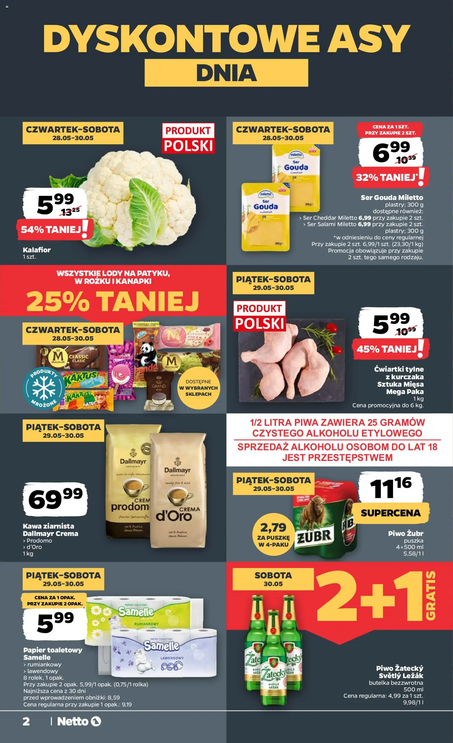 Netto gazetka od czwartku spożywcza od 28.05.2026 | Strona: 2 | Produkty: Papier toaletowy, Cheddar, Ser gouda, Ser cheddar