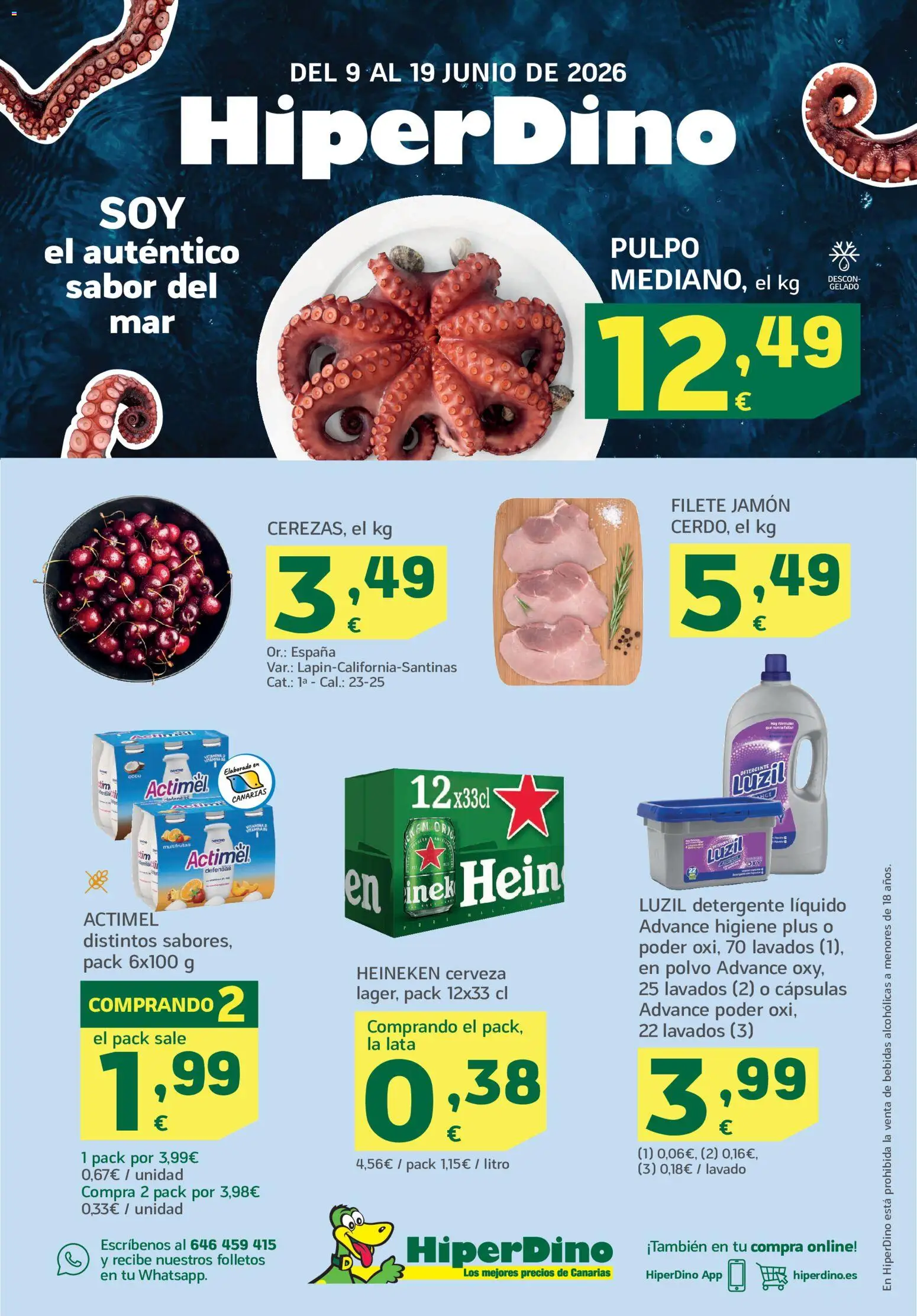 HiperDino folleto │ válido desde el 09.06.2026 | Página: 1 | Productos: Polvo, Cerveza, Detergente líquido, Σπανάκι