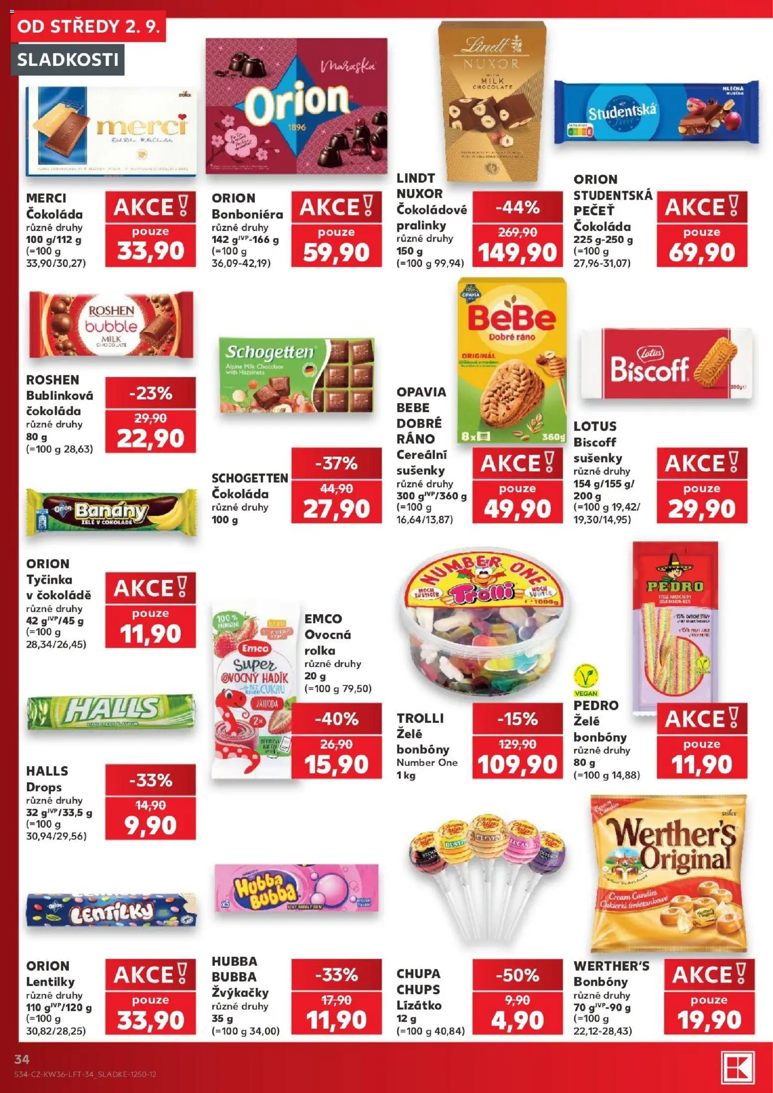 Kaufland leták - Plzeň Bory od 02.09.2026 | Strana: 34 | Produkty: Čokoláda, Merci, Sušenky, Milk chocolate