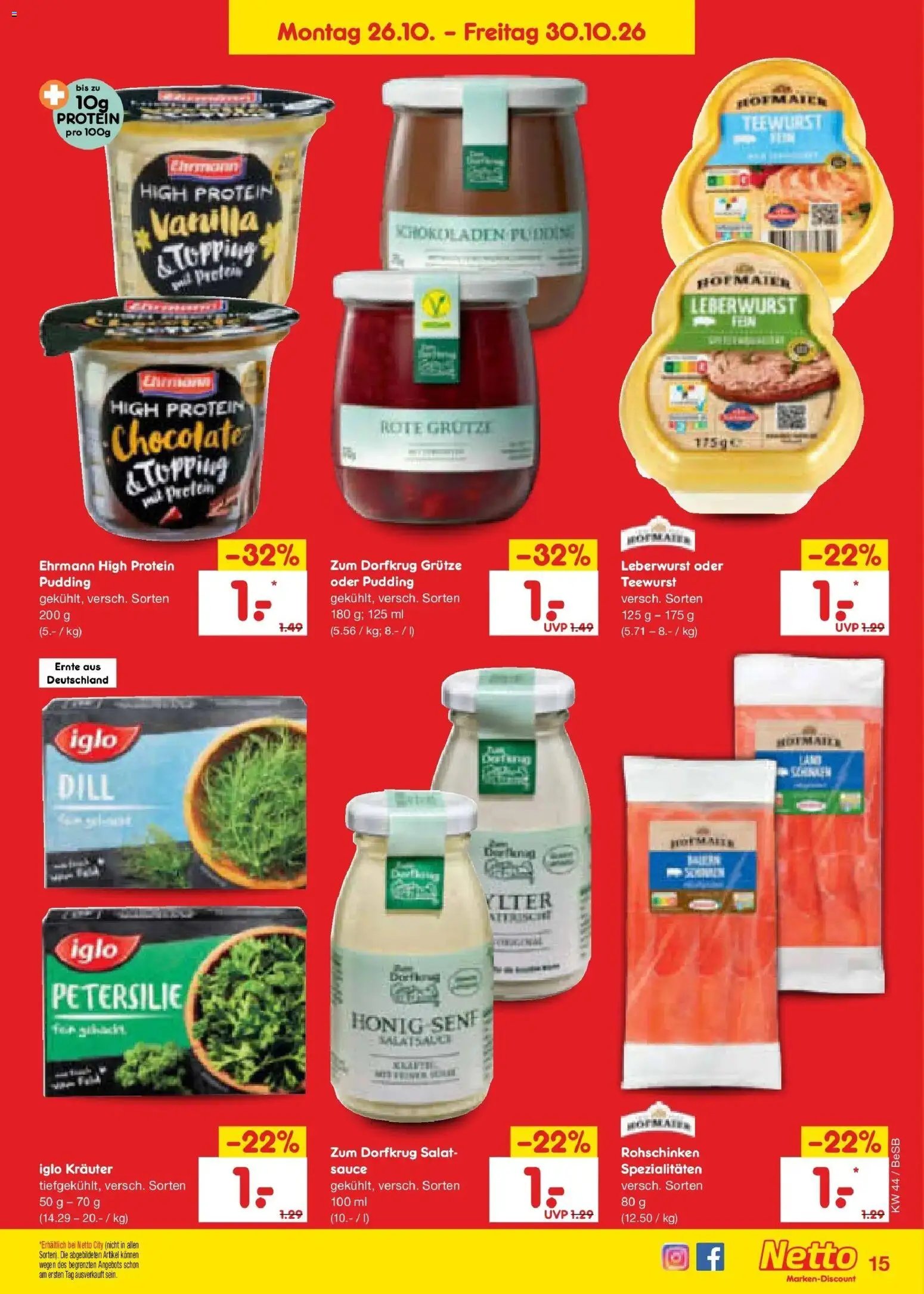 Netto Marken-Discount Prospekt Berlin-Prenzlauer Berg – gültig ab 26.10.2026 | Seite: 23 | Produkte: Iglo, Pudding, Petersilie, Dill