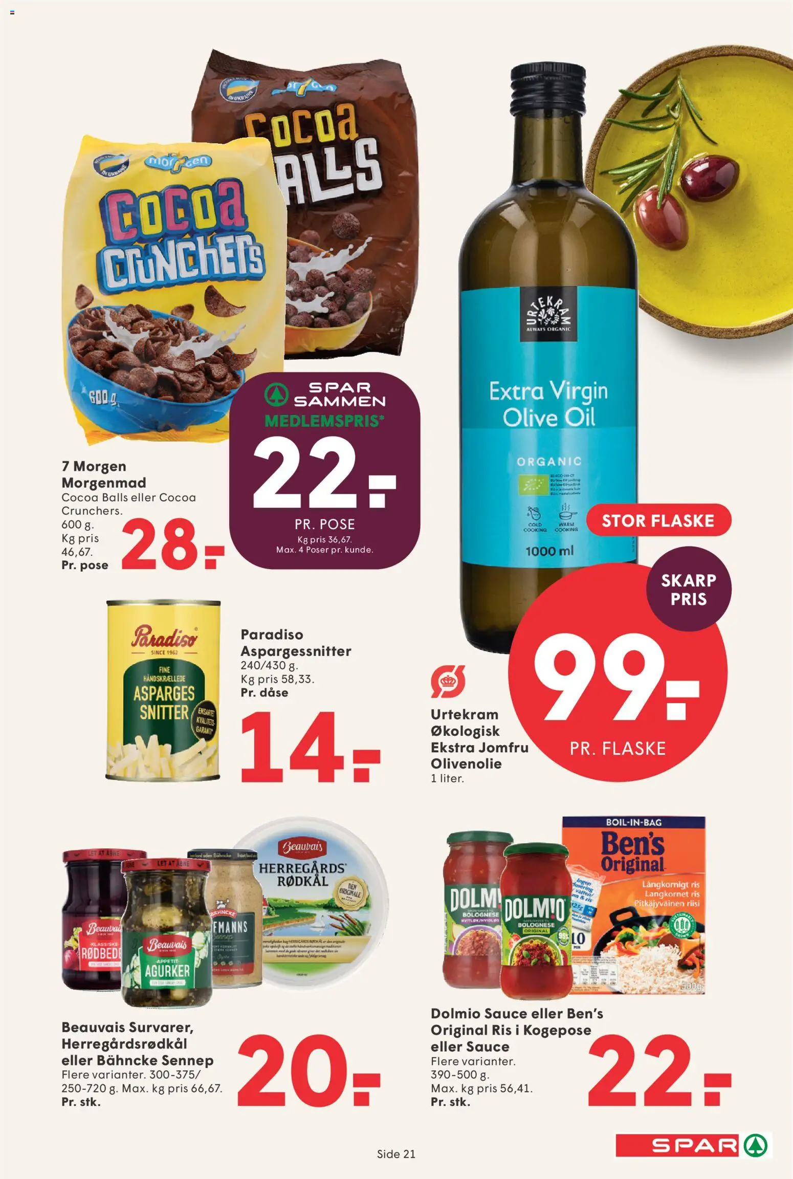 Spar tilbudsavis – gyldig fra 22.05.2026 | Side: 23 | Produkter: Agurker, Rødkål, Olivenolie, Aspargessnitter