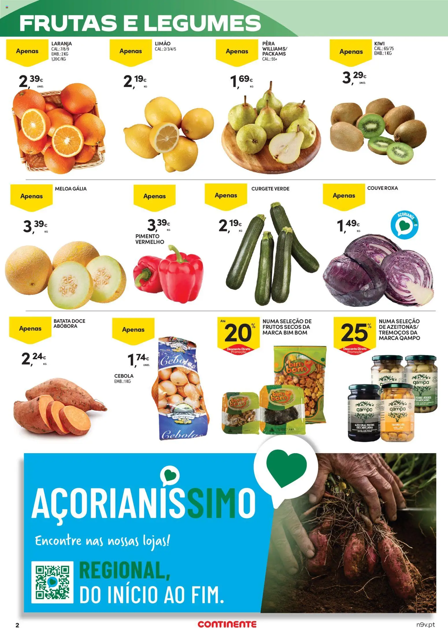 Continente Açores │ válido de 28.05.2026 | Página: 2 | Produtos: Azeitonas, Curgete, Cebola, Kiwi