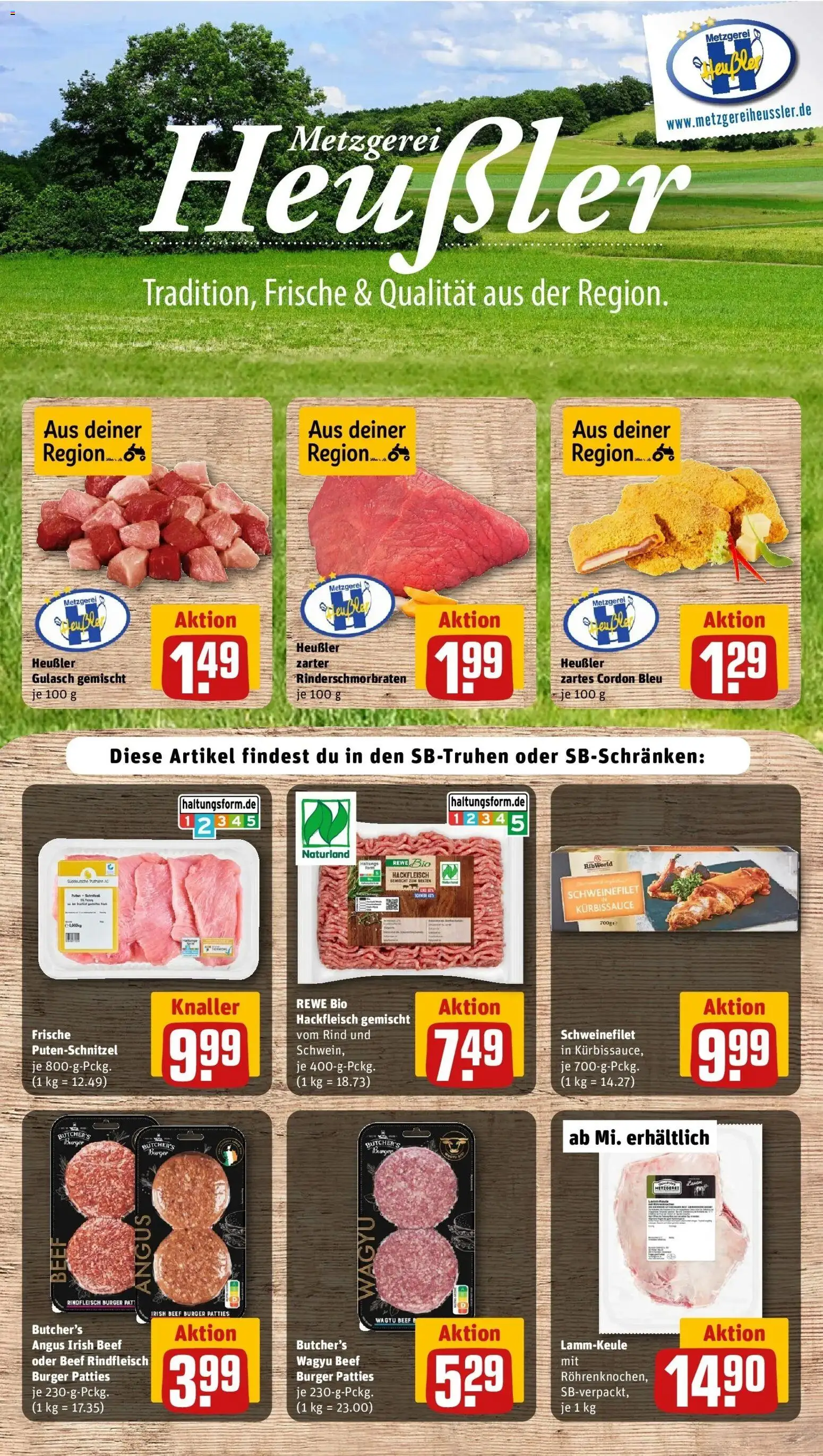 REWE Prospekt ab 26.10.2026 zum Blättern » Angebote | Seite: 10 | Produkte: Burger, Gulasch, Putenschnitzel, Rindfleisch