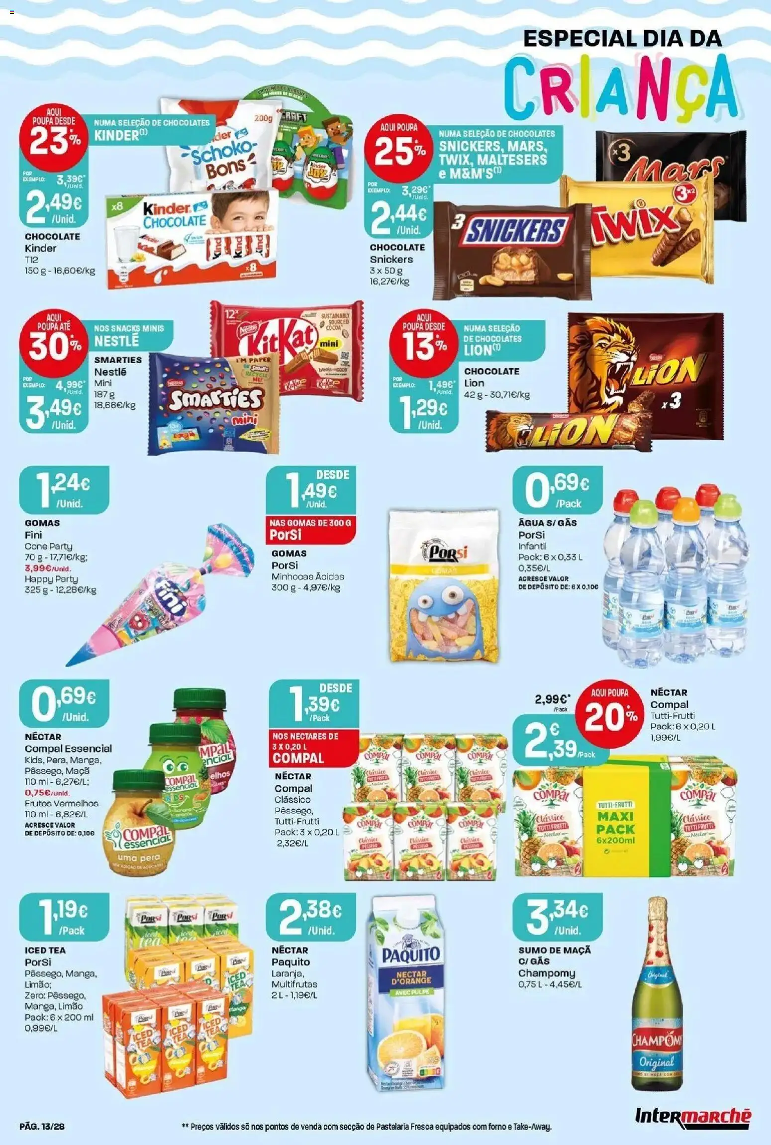 Intermarché - Isto é que são preços BAIXOS │ válido de 28.05.2026 | Página: 13 | Produtos: Agua, Maça, Chocolate, Sumo