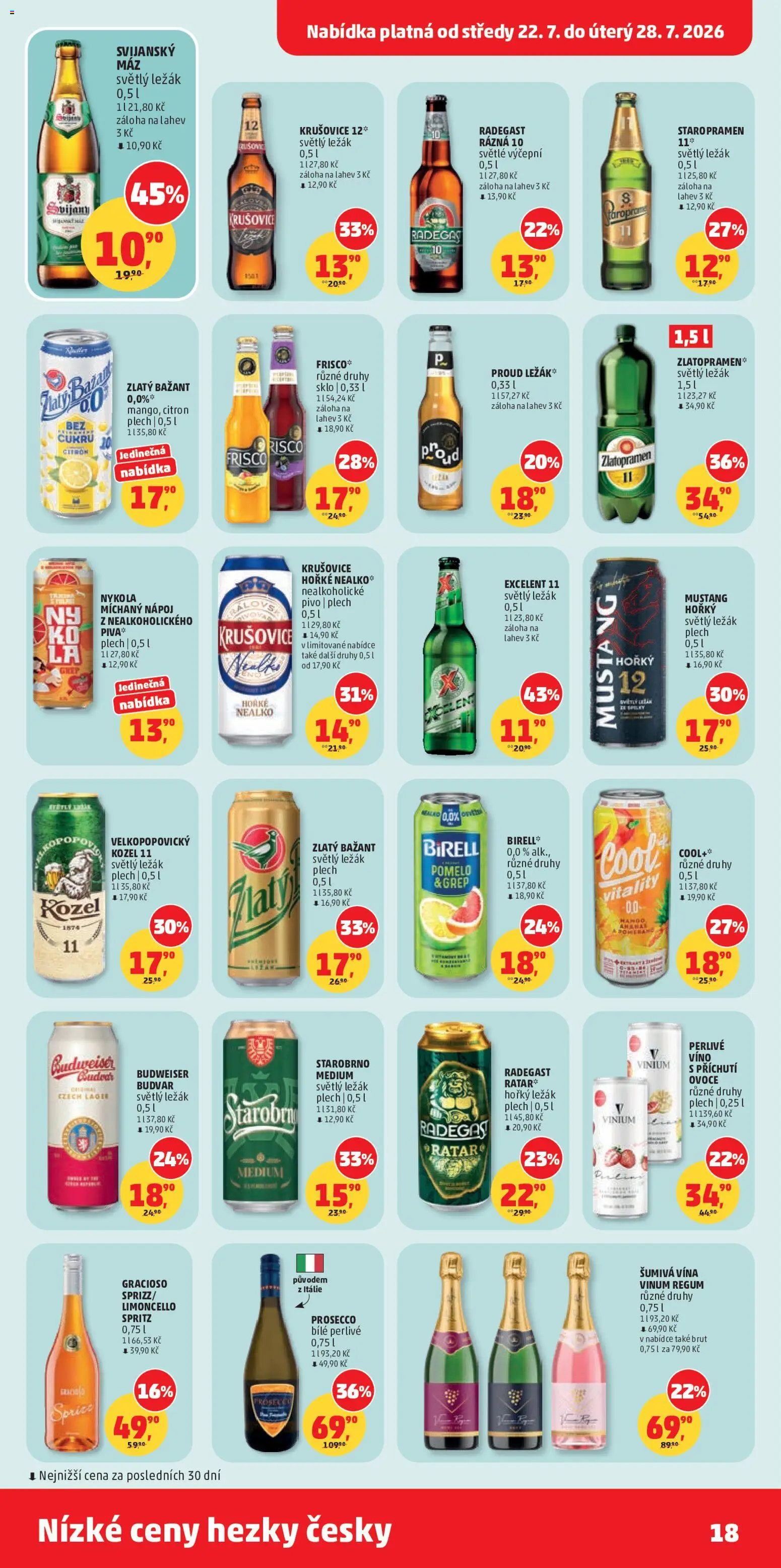Penny Market leták od 22.07.2026 | Strana: 18 | Produkty: Pivo, Spritz, Kozel 11, Limoncello