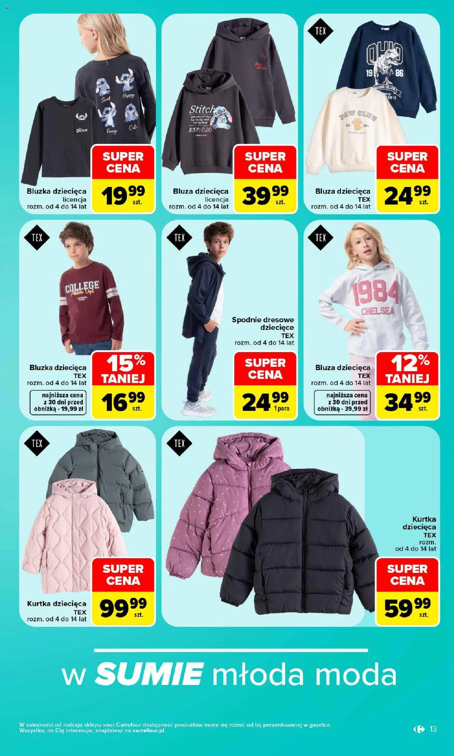 Carrefour gazetka - Same okazje od 19.10.2026 | Strona: 13 | Produkty: Bluzka, Kurtka, Spodnie