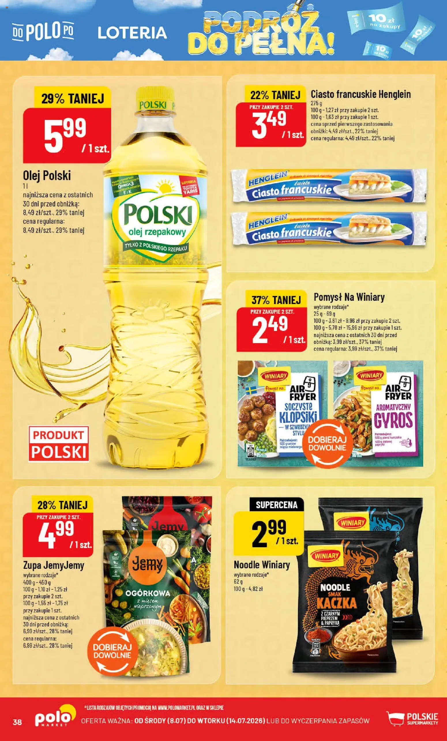 POLOmarket gazetka od 08.07.2026 | Strona: 38 | Produkty: Piersi, Ciasto, Zupa, Olej