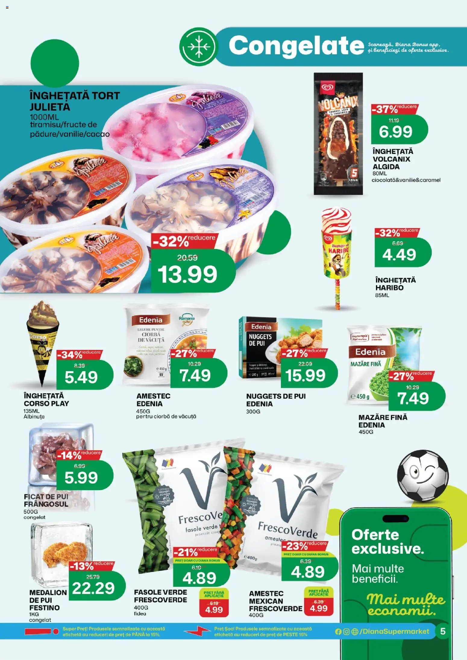 Noul catalog Diana – valabil de la 01.06.2026 | Pagină: 5 | Produse: Mazăre, Tort, Pește, Fasole verde