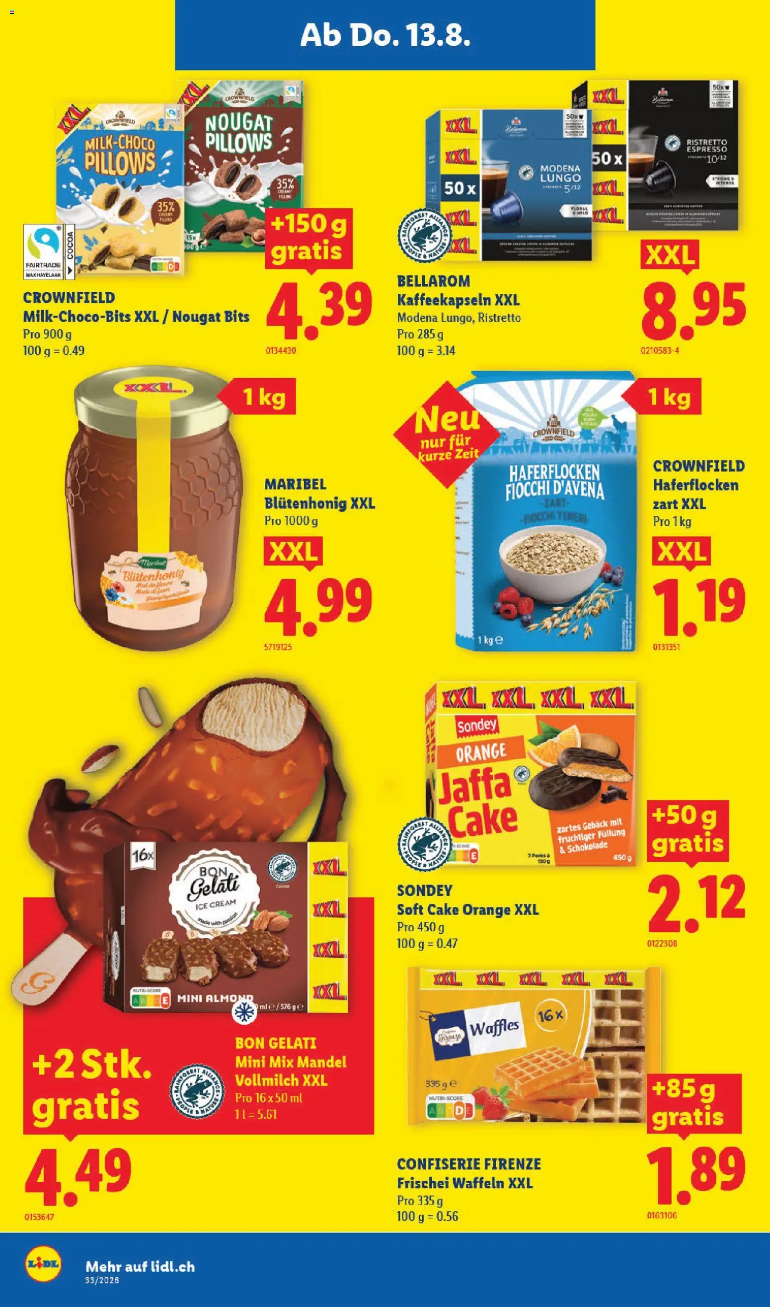 Lidl aktionen – gültig ab 13.08.2026 | Seite: 20 | Produkte: Waffeln, Schokolade, Haferflocken