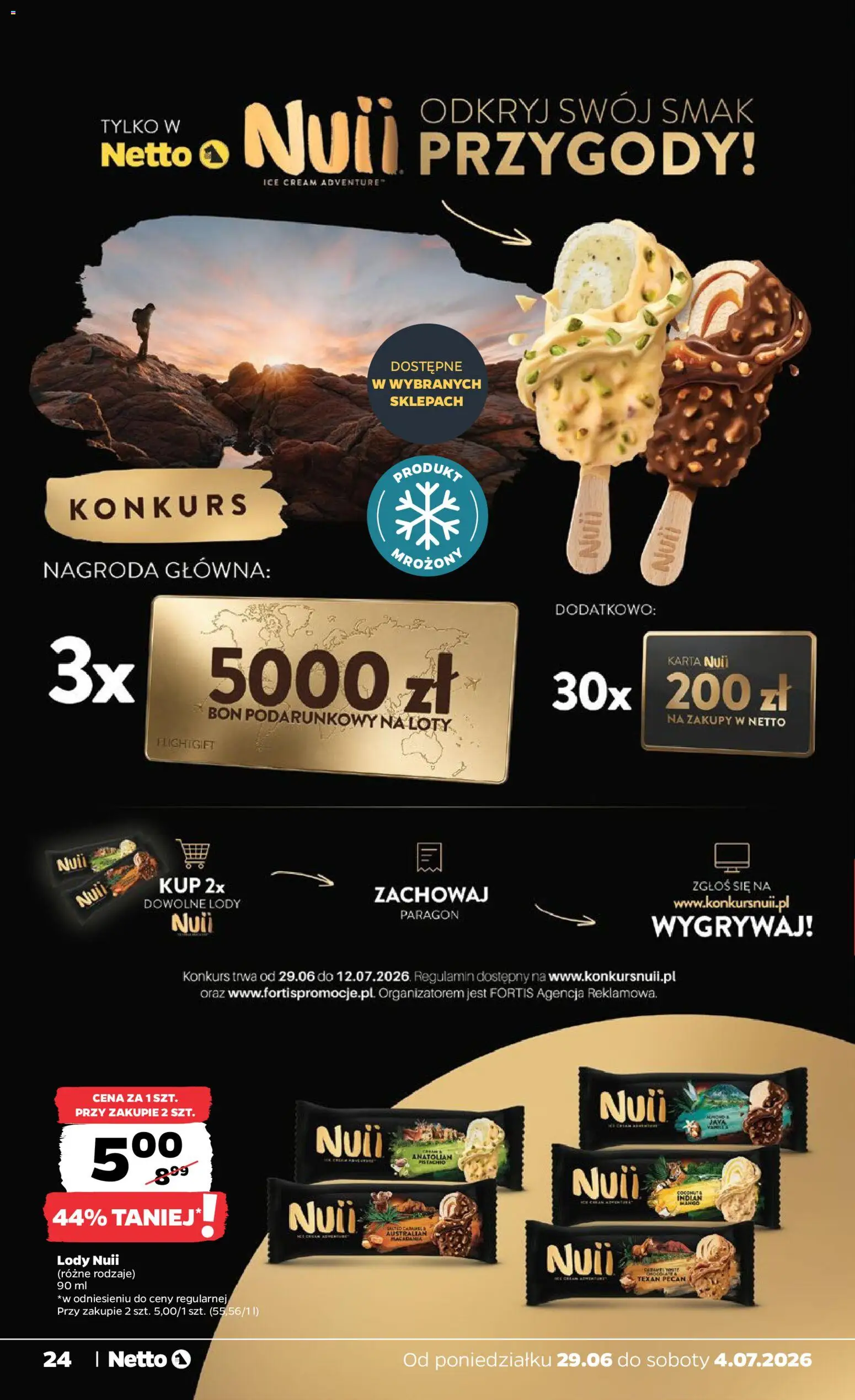 Netto gazetka od poniedziałku spożywcza od 29.06.2026 | Strona: 24 | Produkty: Karta, Lody