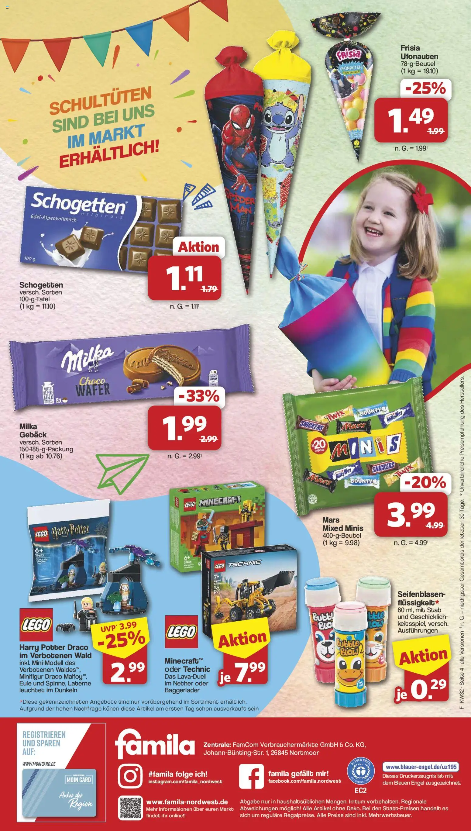 Famila Nordwest Sonderangebote – gültig ab 03.08.2026 | Seite: 4 | Produkte: Milka, Snickers, Mars, Twix