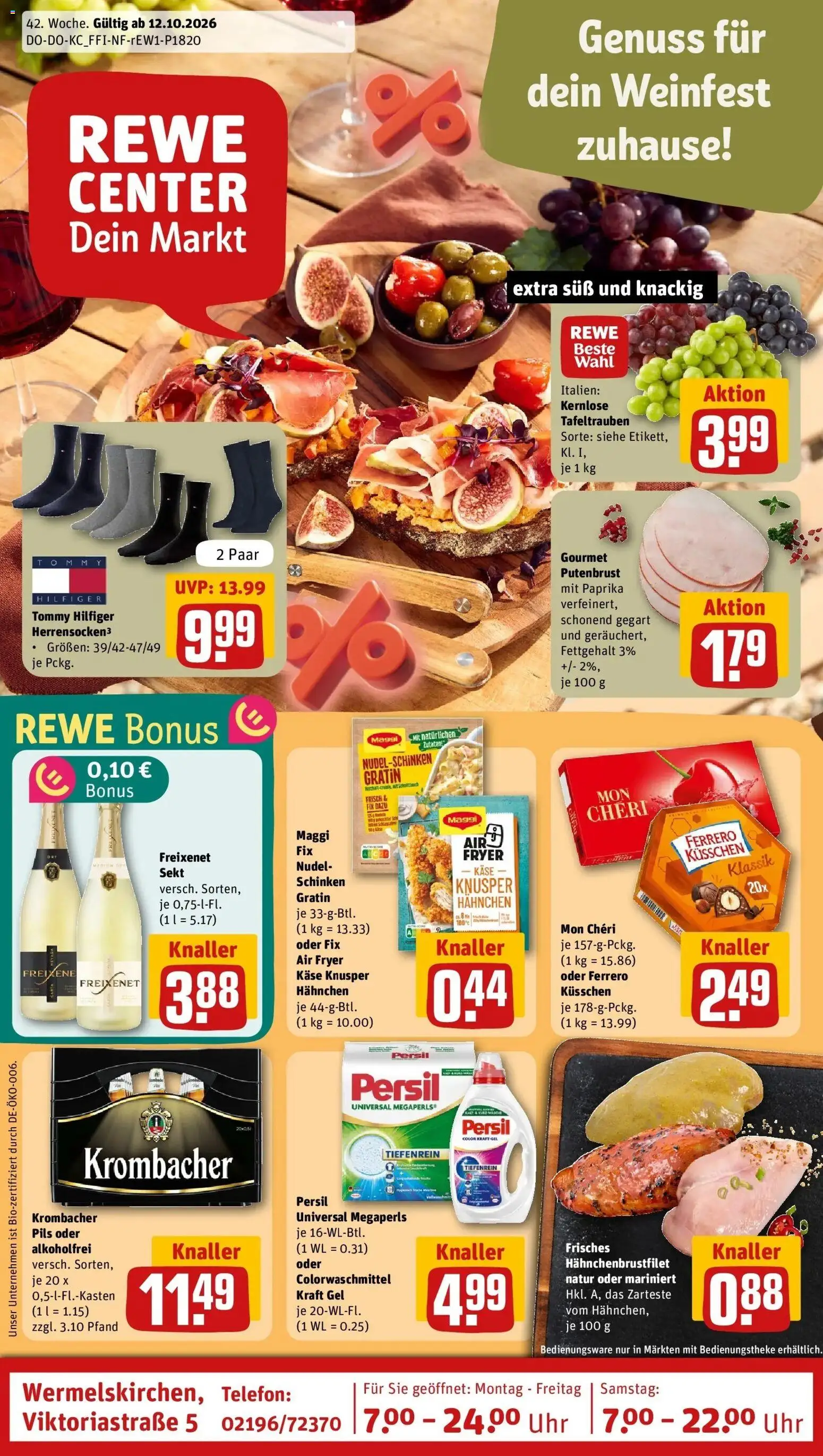 REWE Prospekt ab 12.10.2026 zum Blättern » Angebote | Seite: 1 | Produkte: Käse, Pils, Krombacher, Persil