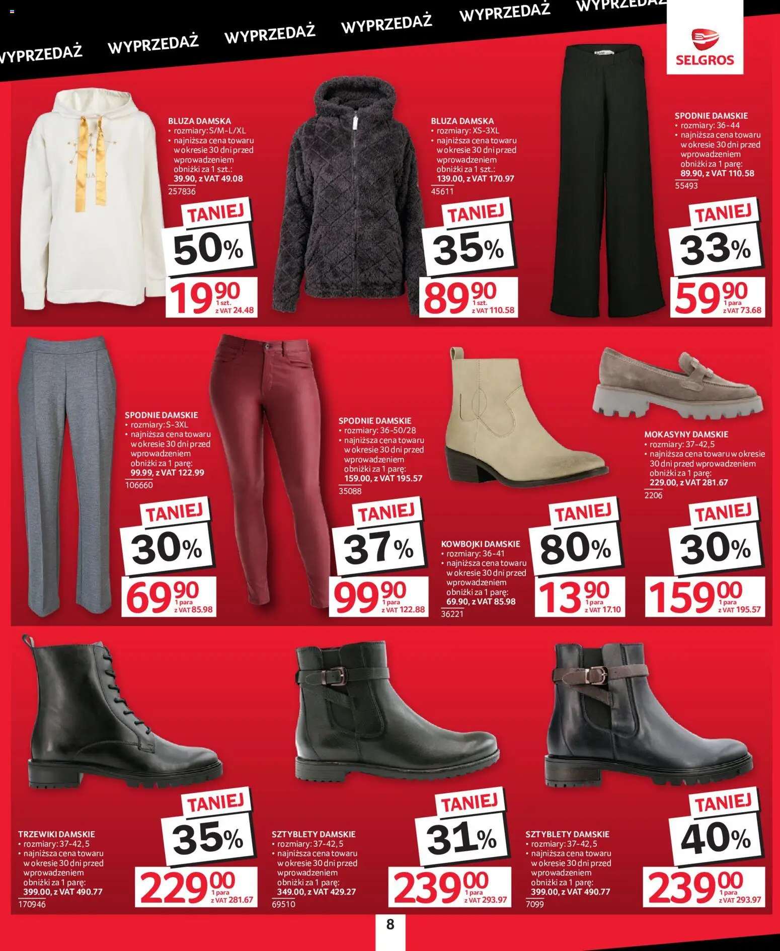 Selgros cash&carry gazetka - Totalna Wyprzedaż od 22.10.2026 | Strona: 8 | Produkty: Sztyblety, Kowbojki, Spodnie, Mokasyny