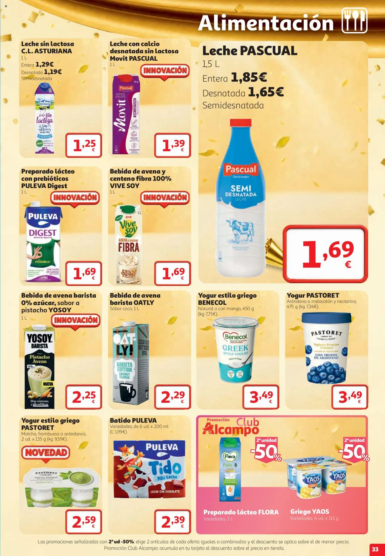 Alcampo folleto Mataró │ válido desde el 22/10/2026 | Página: 33 | Productos: Leche sin lactosa, Leche, Yogur, Chocolate