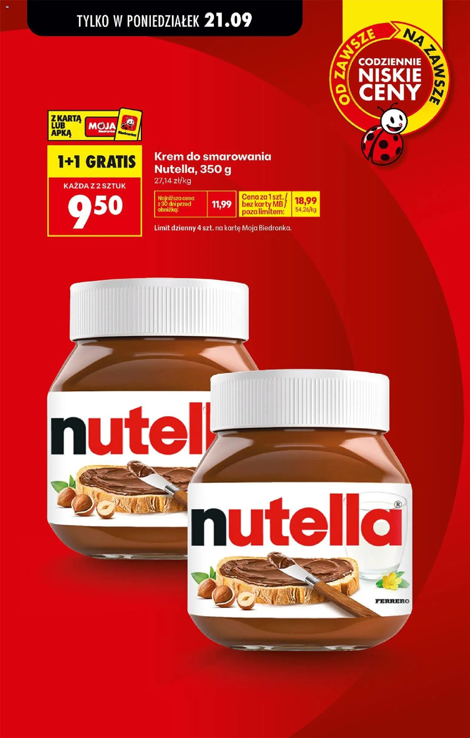 Biedronka gazetka od poniedziałku od 21.09.2026 | Strona: 5 | Produkty: Karta, Nutella, Krem