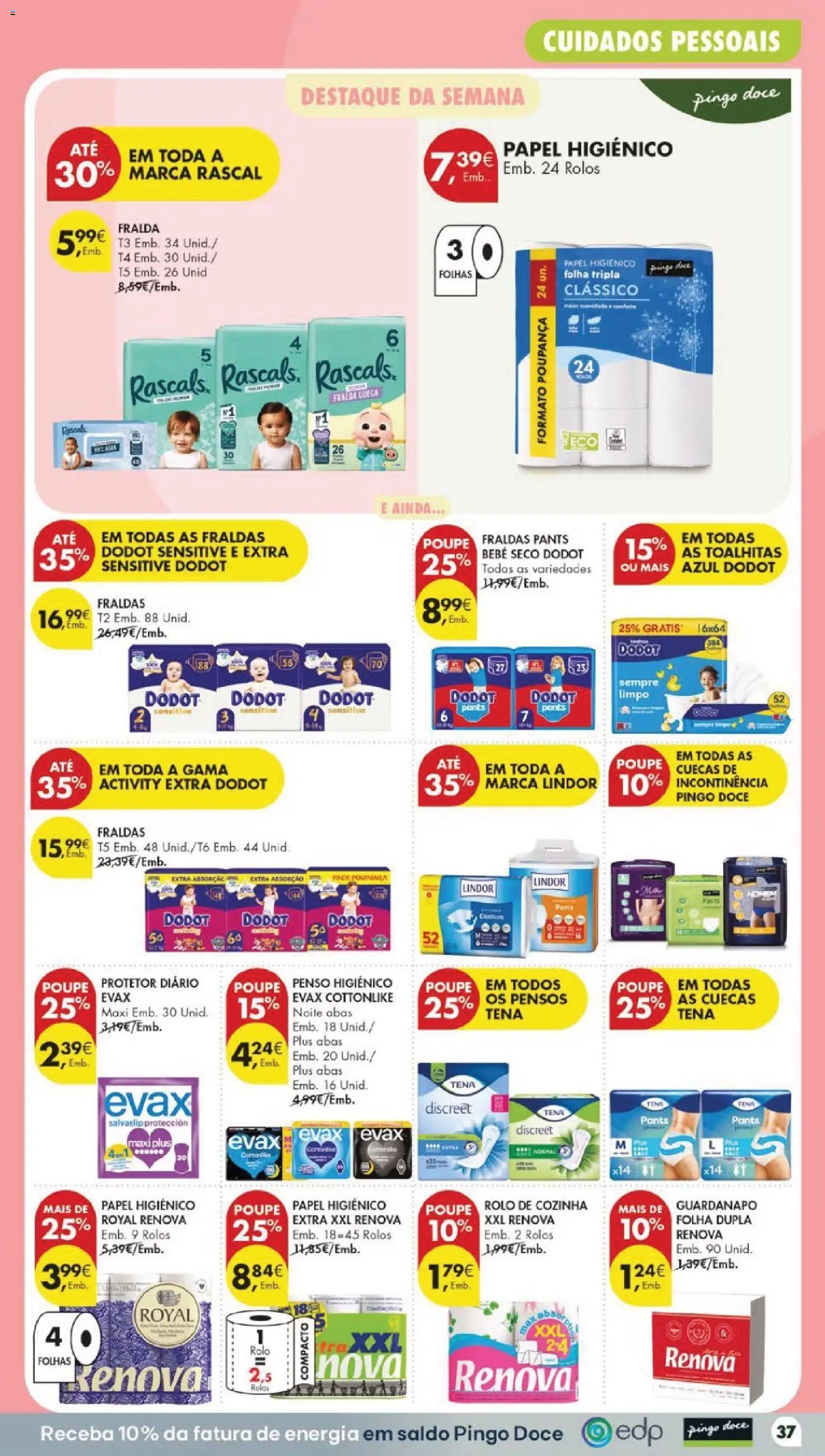 Pingo Doce folheto │ válido de 11/08/2026 | Página: 43 | Produtos: Papel higiénico, Fraldas dodot, Lindor, Cuecas
