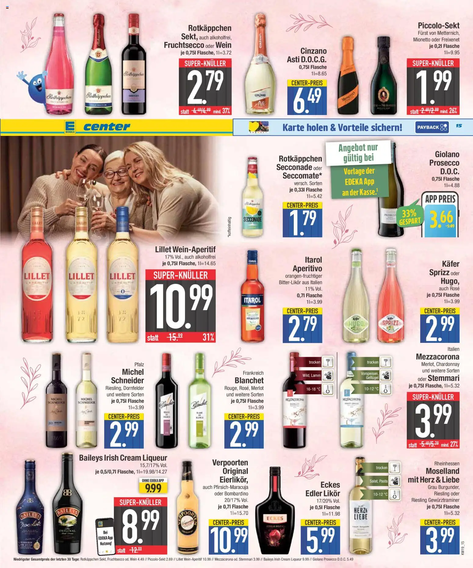 E center Prospekt 	 – gültig ab 04.05.2026 | Seite: 15 | Produkte: Merlot, Lillet, Fruchtsecco, Wein