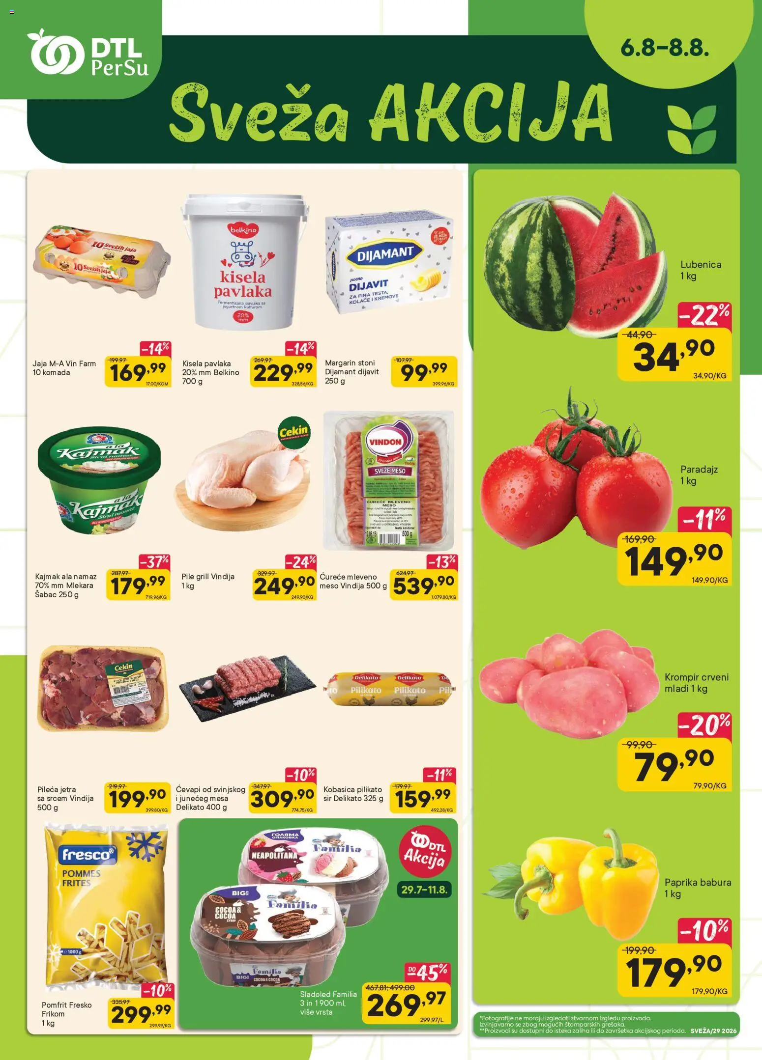 PerSu katalog - važi od 06.08.2026 | Strana: 1 | Proizvode: Mleveno meso, Margarin, Sir, Jaja