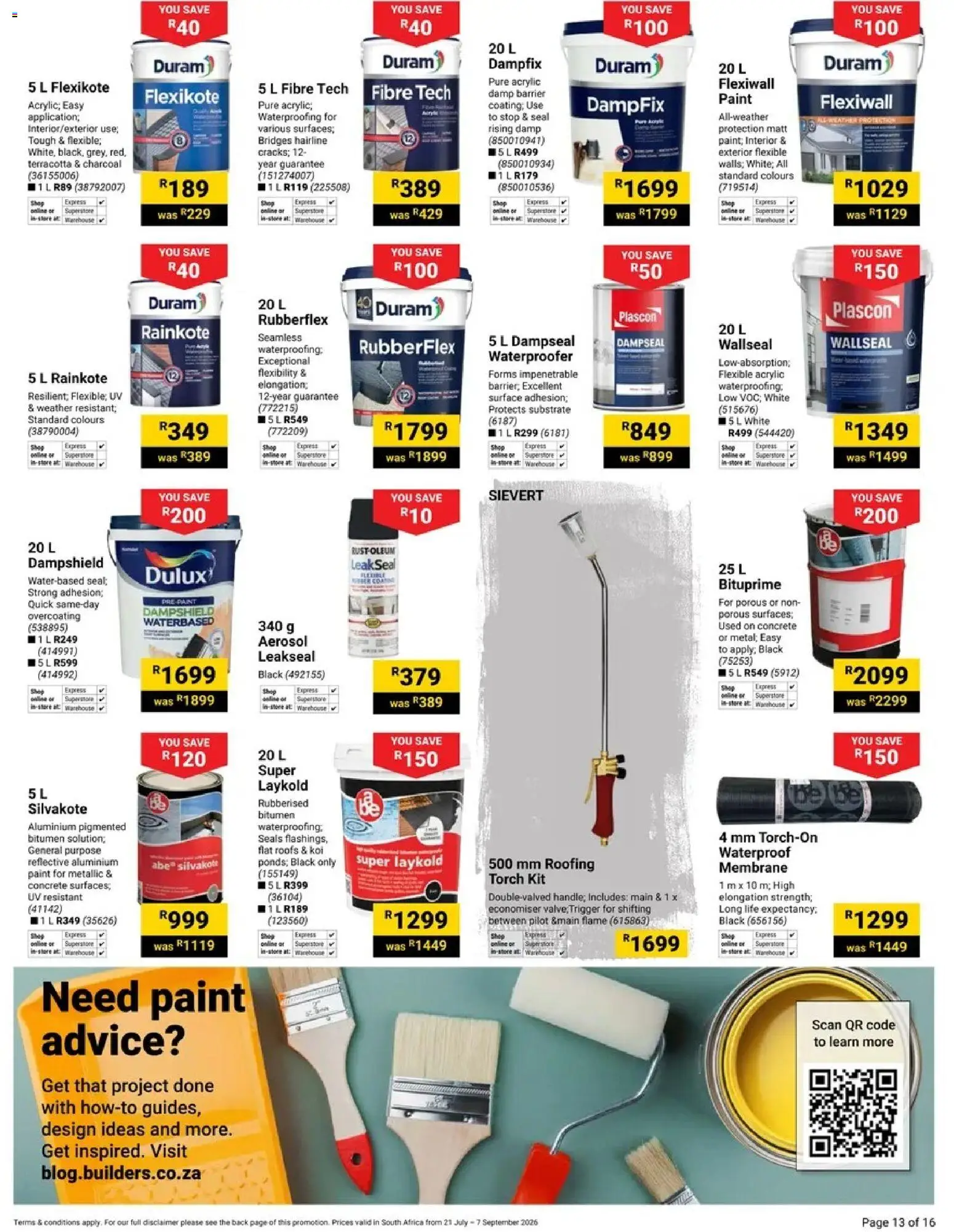 New Builders catalogue – valid from 21/07/2026 | Page: 13 | Products: Paint, Wallseal, Dampseal