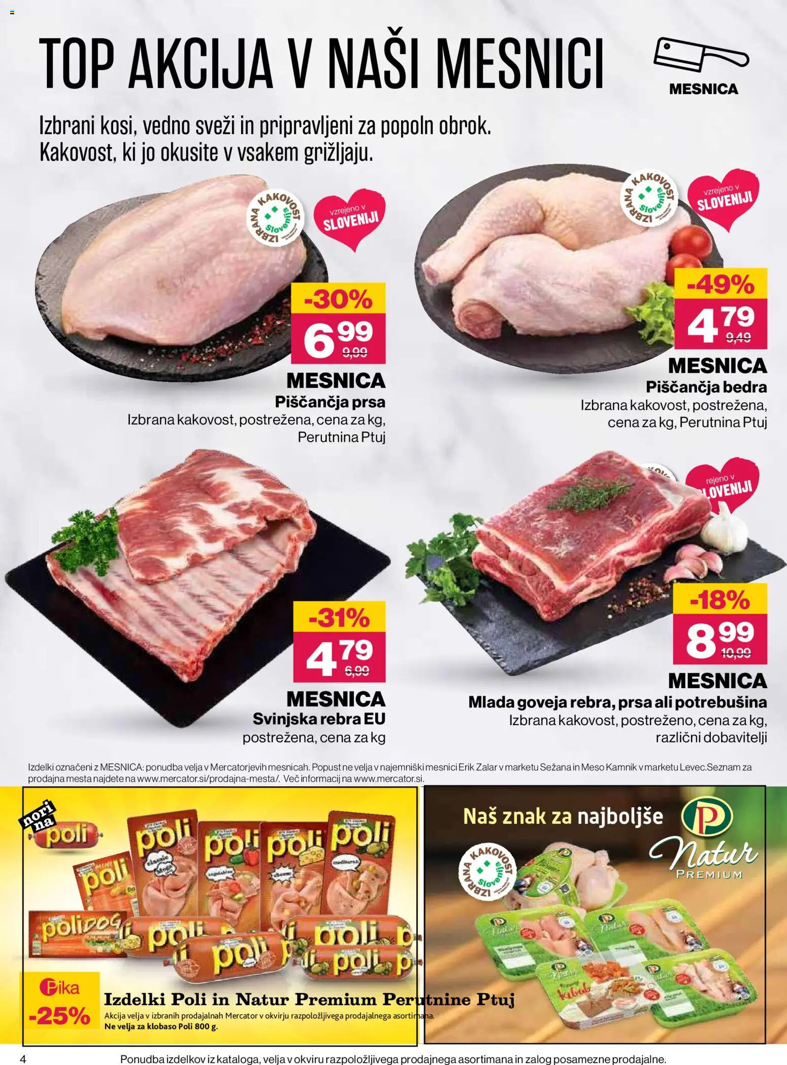 Novi Mercator katalog ponudbe – veljaven od 08.10.2026 | Stran: 4 | Izdelki: Piščančja prsa, Piščančja bedra, Por