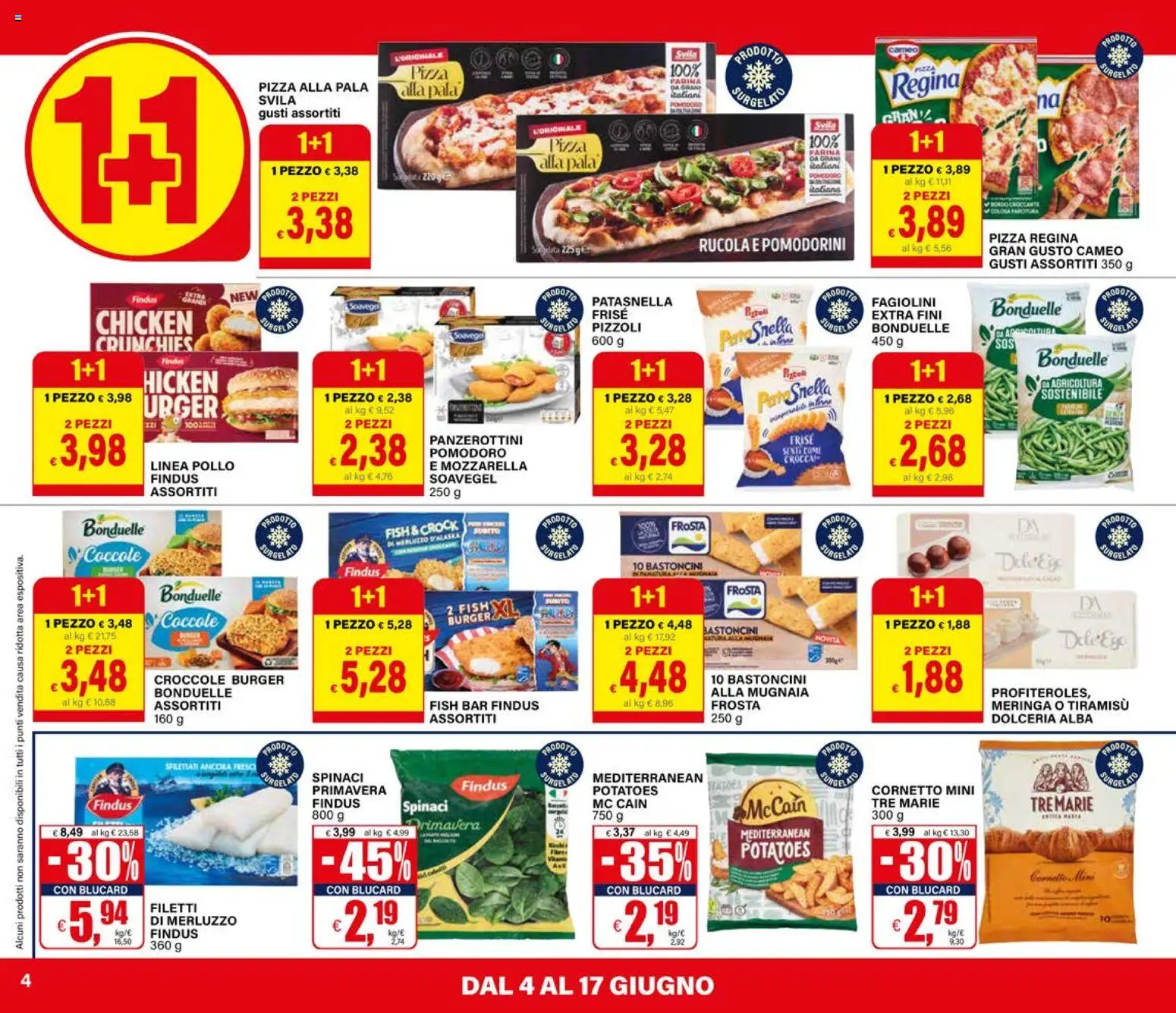 Volantino Il Gigante del 04.06.2026 | Pagina: 4 | Prodotti: Merluzzo, Mozzarella, Spinaci, Fagiolini