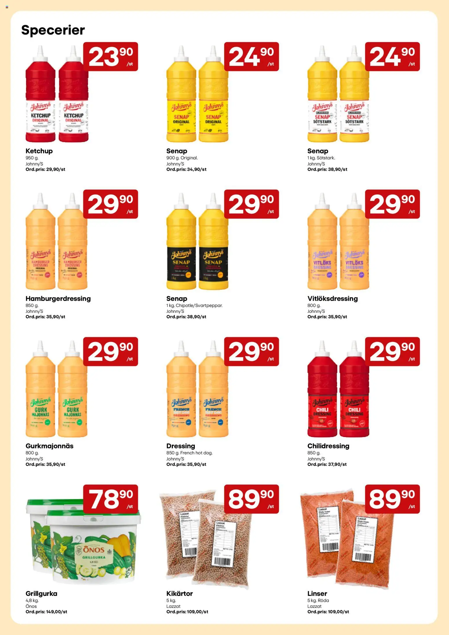 Snabbgross reklamblad aktuell från 05/10/2026 | Sida: 8 | Produkter: Dressing, Senap, Chili, Ketchup