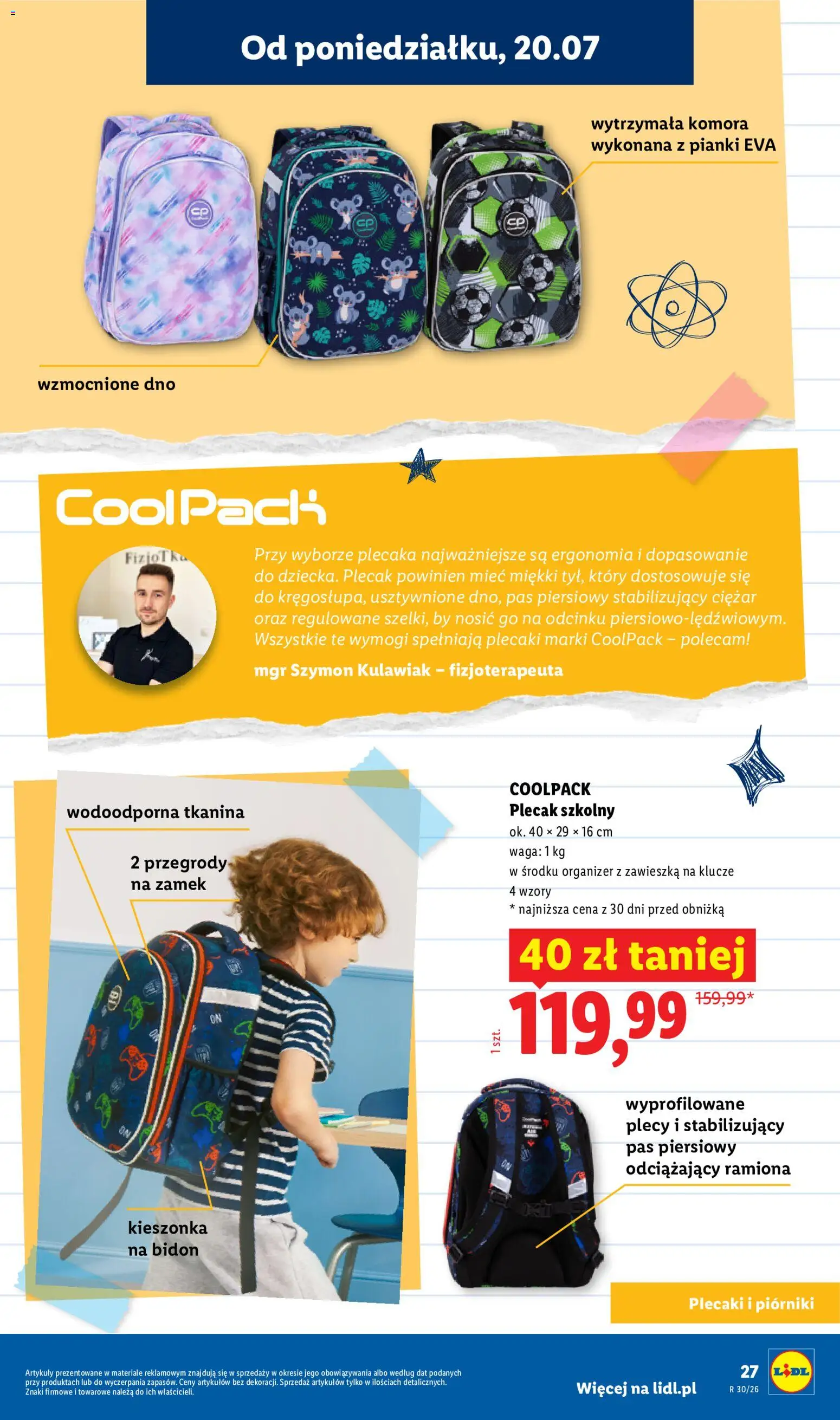 Lidl Katalog od 09.07.2026 | Strona: 27 | Produkty: Plecak, Waga, Pianki