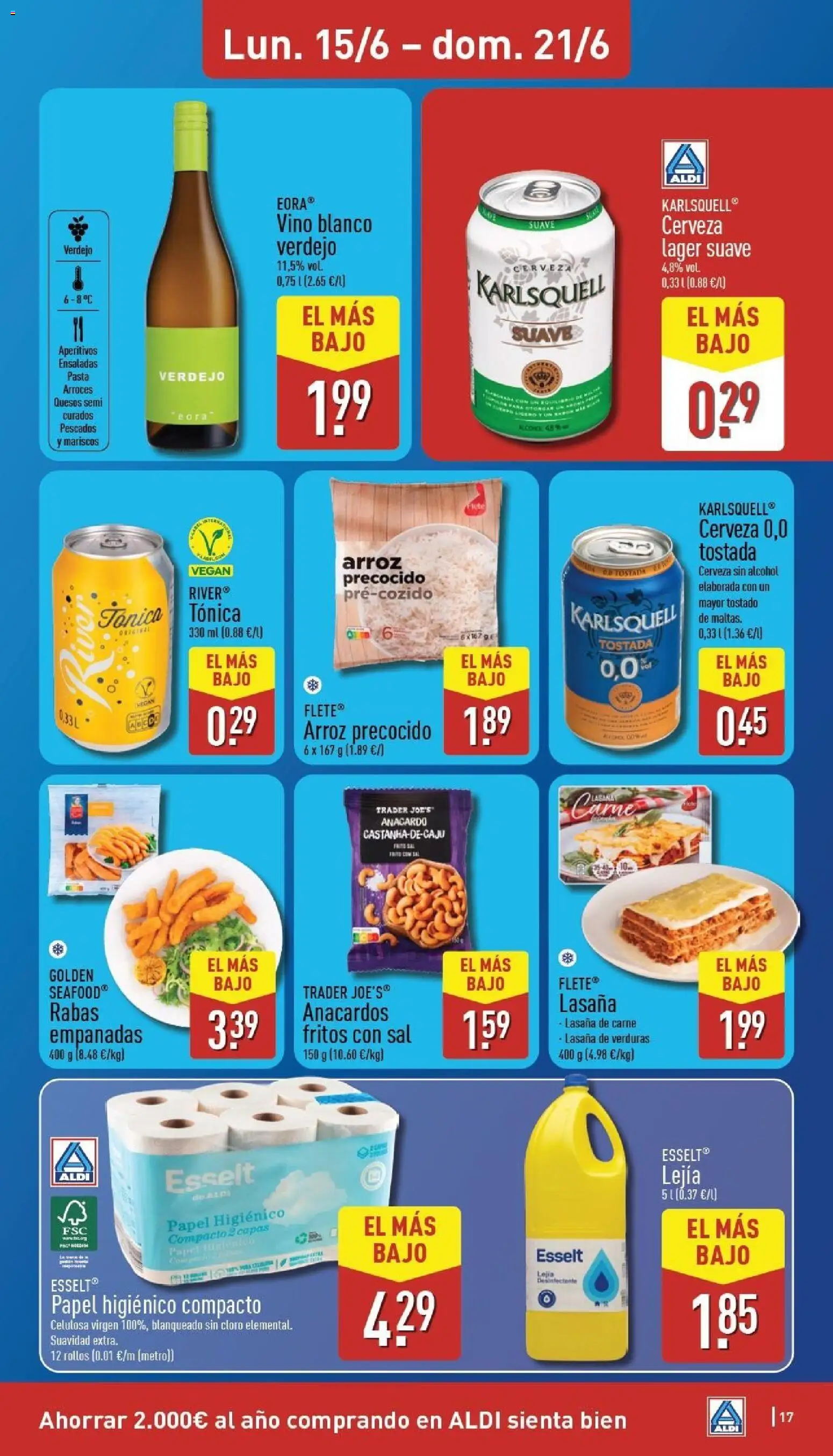 Aldi folleto Canarias │ válido desde el 15.06.2026 | Página: 17 | Productos: Vino, Papel higienico, Pasta, Lasaña