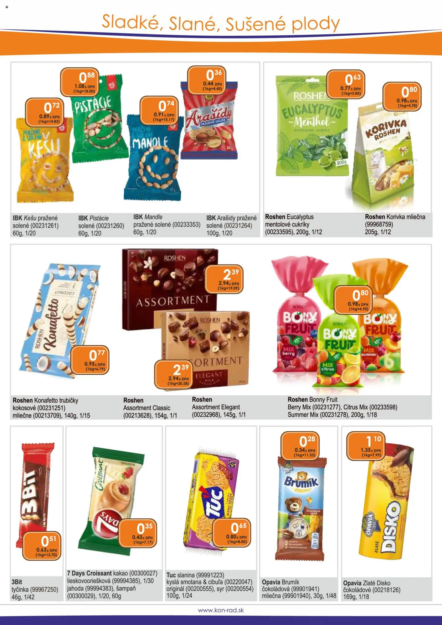 Nové KON - RAD akcie – leták je platný od 01.08.2026 | Strana: 36 | Produkty: Smotana, Cukríky, Kešu, Arašidy