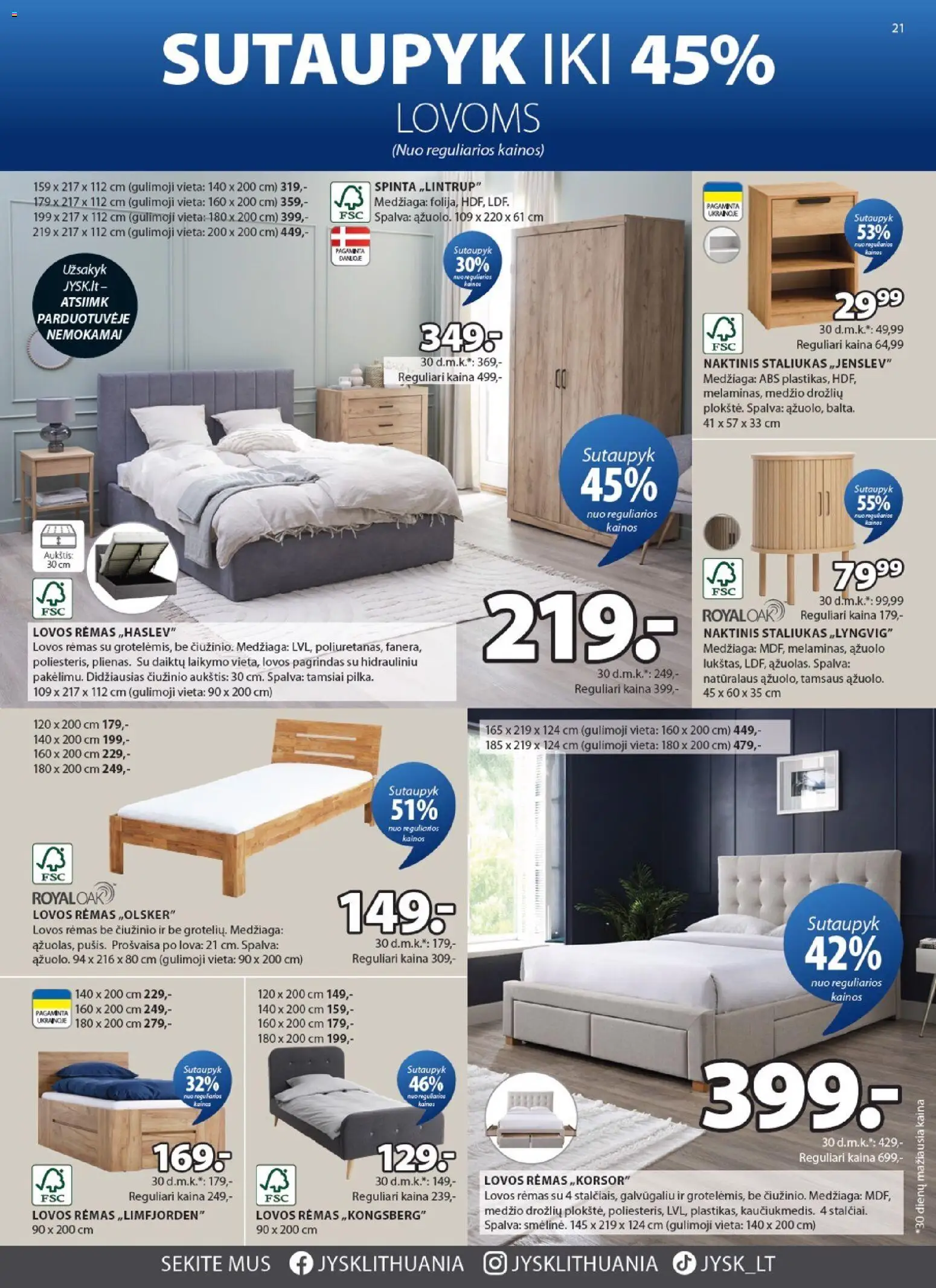 JYSK akcijos nuo 02.06.2026 | Puslapis: 21 | Prekių: Spinta, Lova, Naktinis staliukas