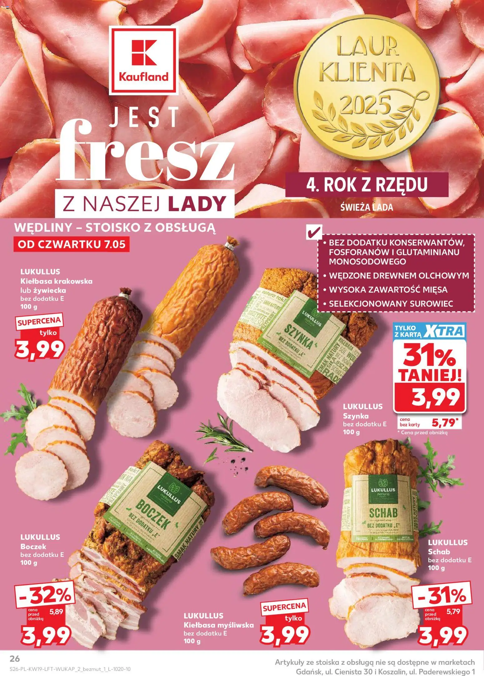 Kaufland gazetka od 07.05.2026 | Strona: 26 | Produkty: Karta, Schab, Kiełbasa krakowska, Sól