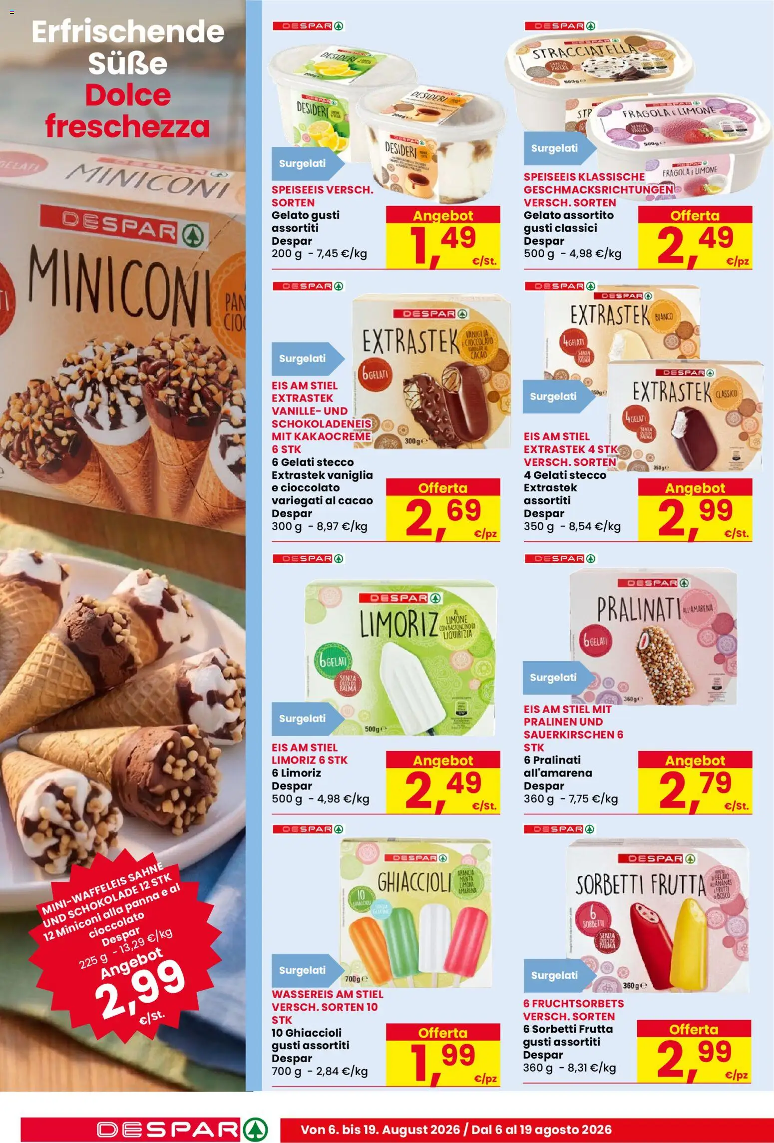 Volantino Eurospar del 06/08/2026 | Pagina: 10 | Prodotti: Panna, Gelato, Frutta, Cacao
