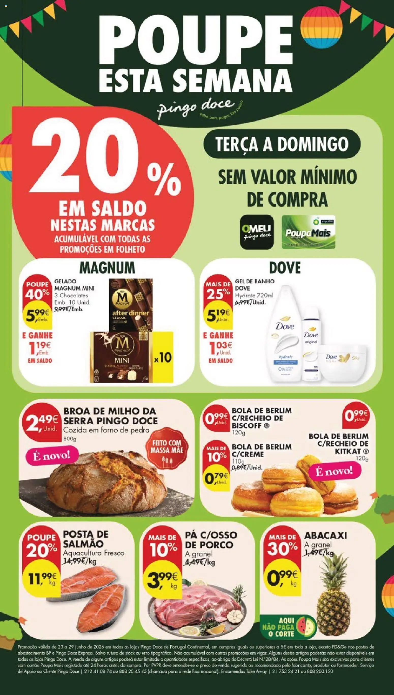 Pingo Doce folheto │ válido de 23/06/2026 | Página: 1 | Produtos: Forno, Salmão, Gelado, Massa
