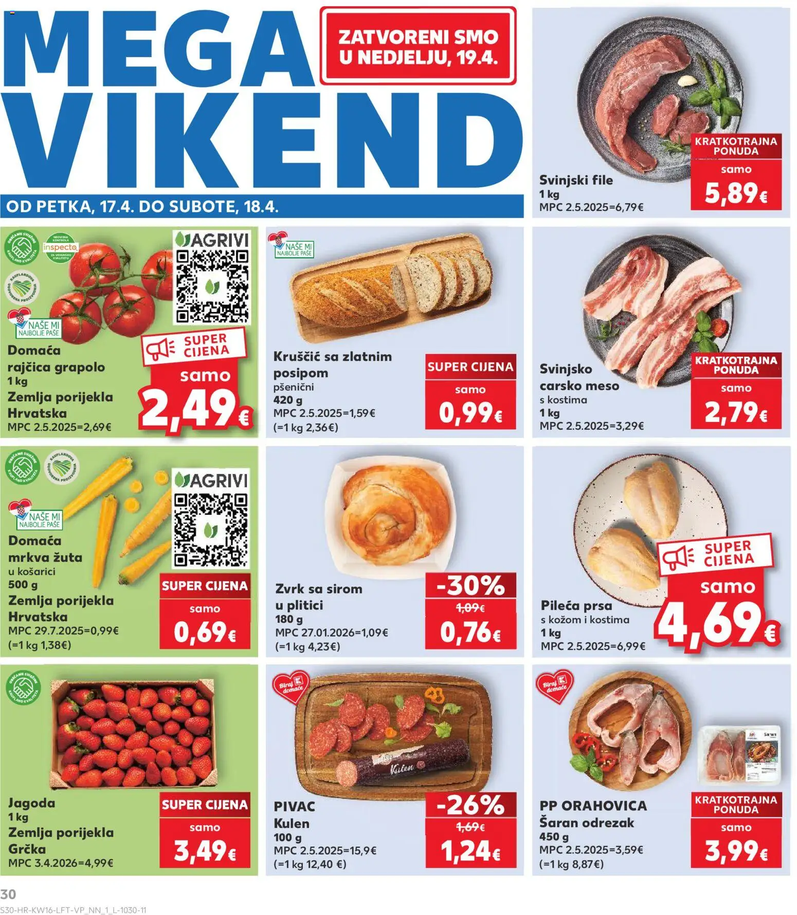 Kaufland katalog | vrijedi od 15.04.2026 | Stranica: 30 | Proizvodi: Šaran, Mrkva, Kulen, Pileća prsa