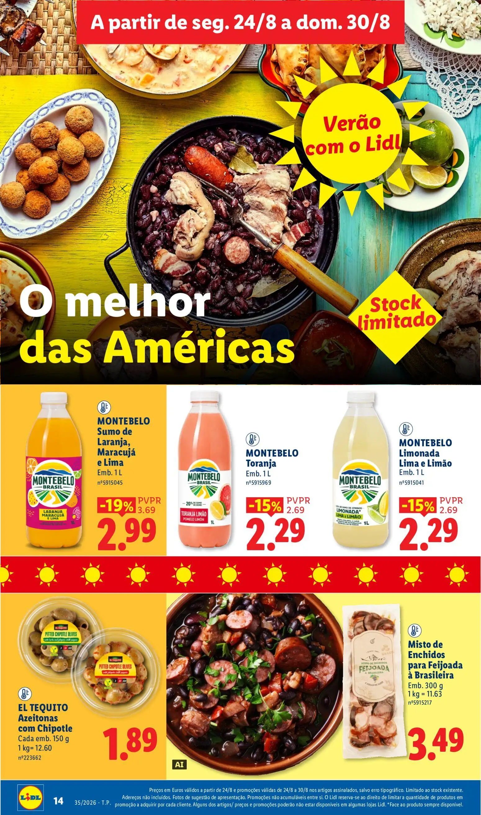 Lidl folheto │ válido de 24/08/2026 | Página: 14 | Produtos: Azeitonas, Toranja, Sumo, Limonada