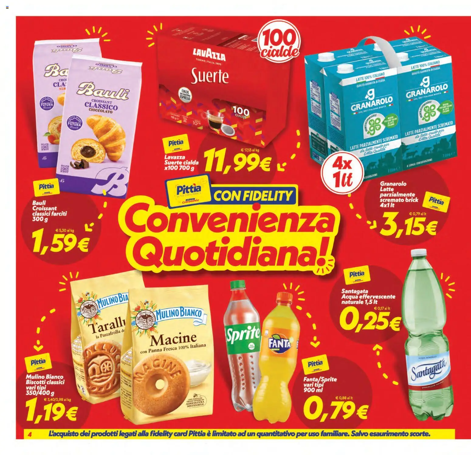 Volantino SuperConveniente del 01/09/2026 | Pagina: 4 | Prodotti: Biscotti, Fanta, Latte parzialmente scremato, Lavazza