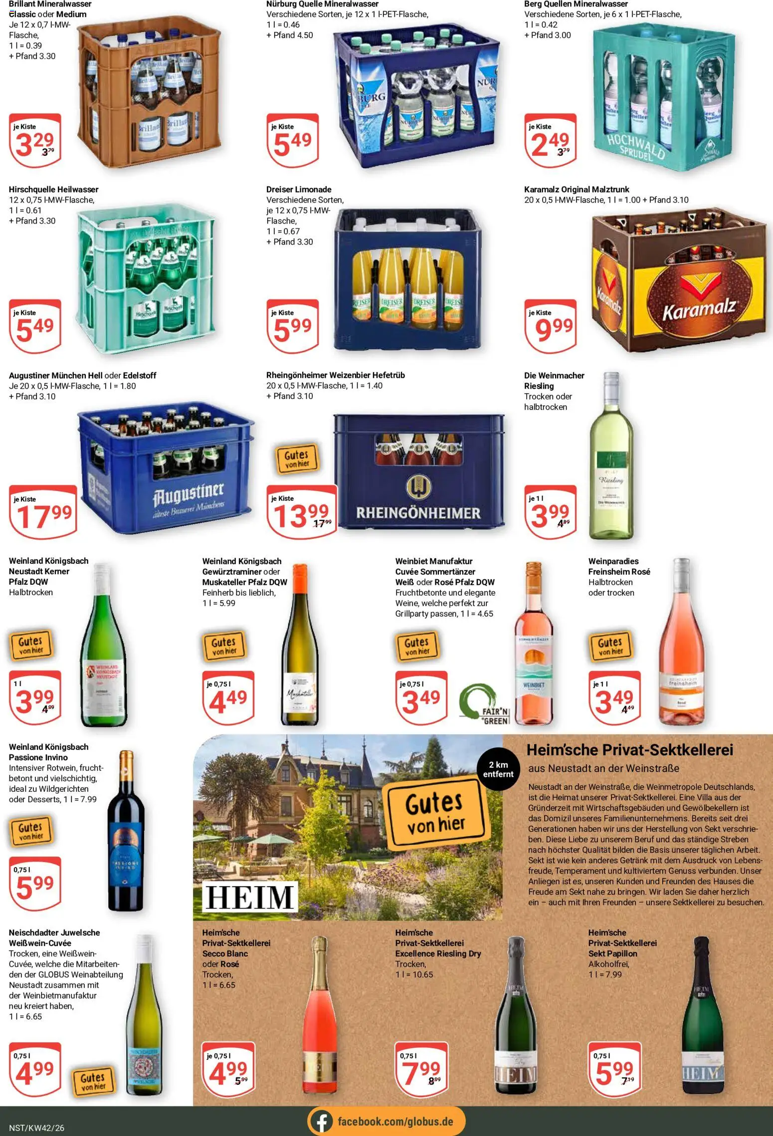 Globus Prospekt Neustadt a.d. Weinstraße – gültig ab 12.10.2026 | Seite: 19 | Produkte: Weißwein, Sekt, Limonade, Mineralwasser
