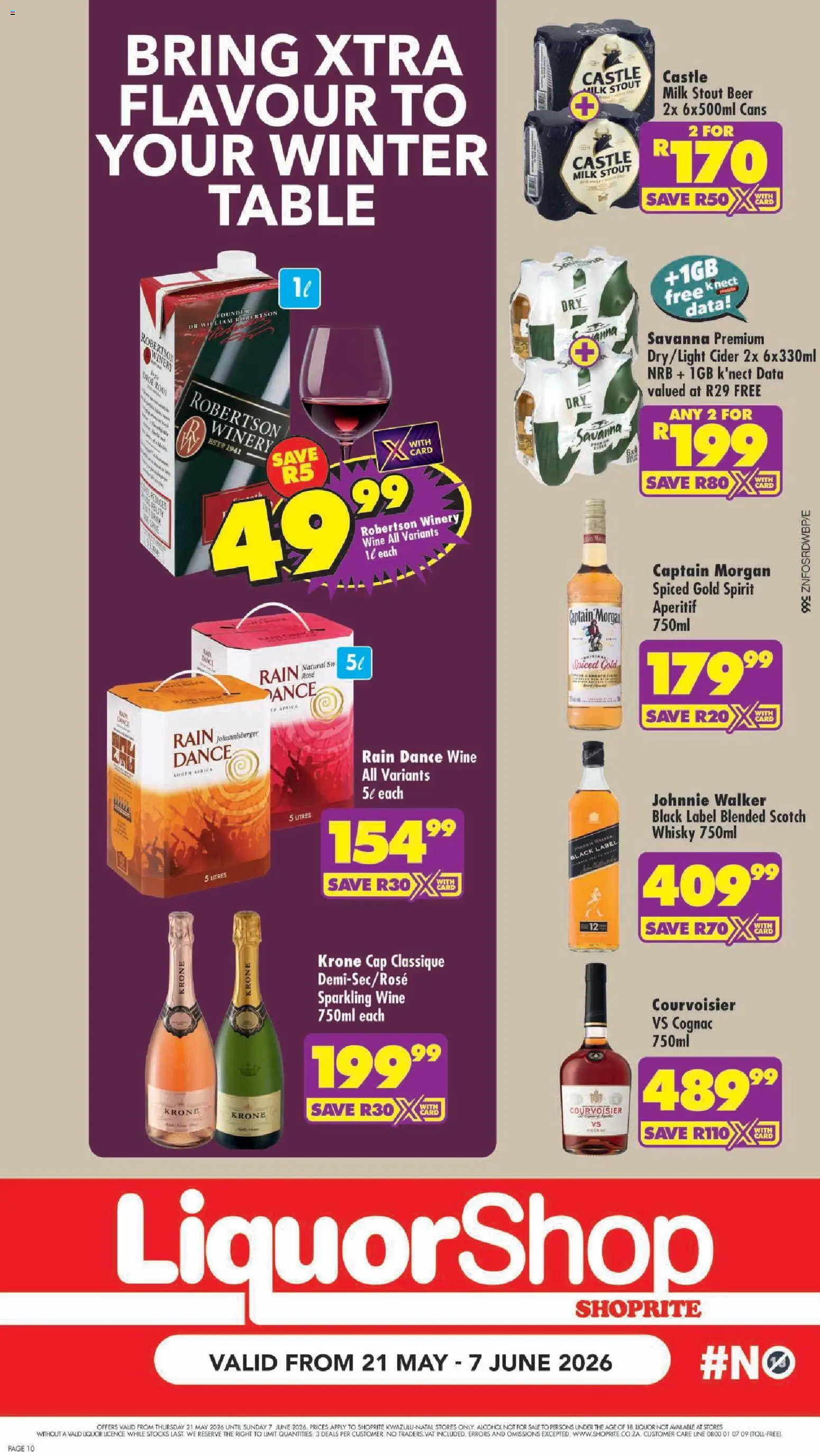 New Shoprite catalogue – valid from 21.05.2026 | Page: 10 | Products: Cap, Table, Milk, Wine