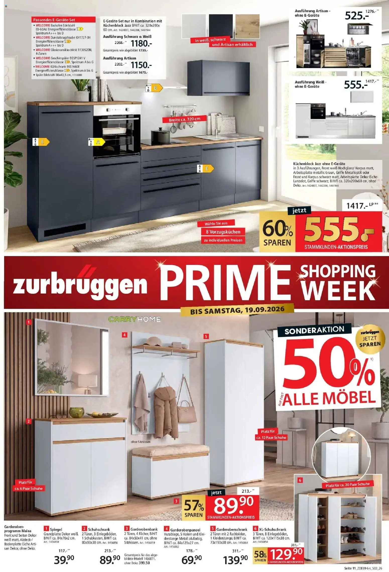Zurbrüggen Prime Shopping week (ab 05.09.2026) zum Blättern | Seite: 15 | Produkte: Spiegel, Garderobenschrank, Kühlschrank, Backofen