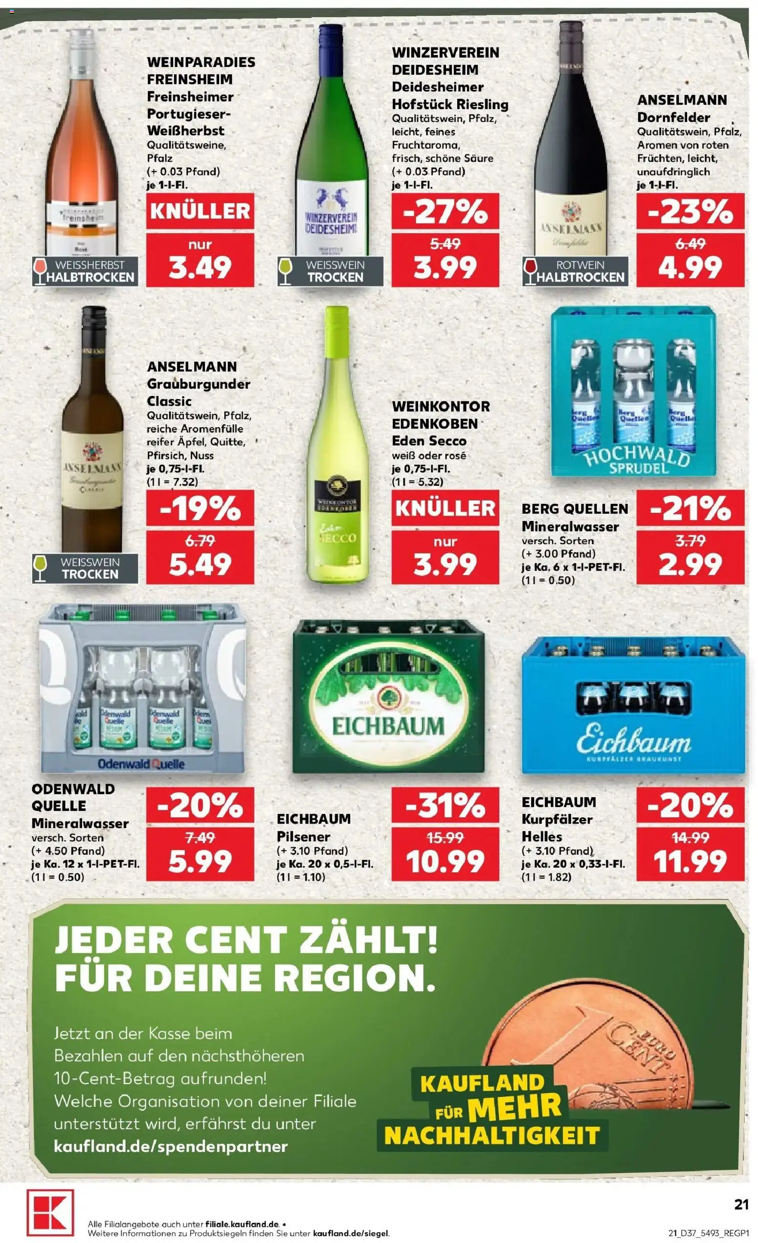 Prospekt Kaufland ab 10.09.2026 » Angebote Online zum Blättern | Seite: 21 | Produkte: Weißwein, Rotwein, Mineralwasser