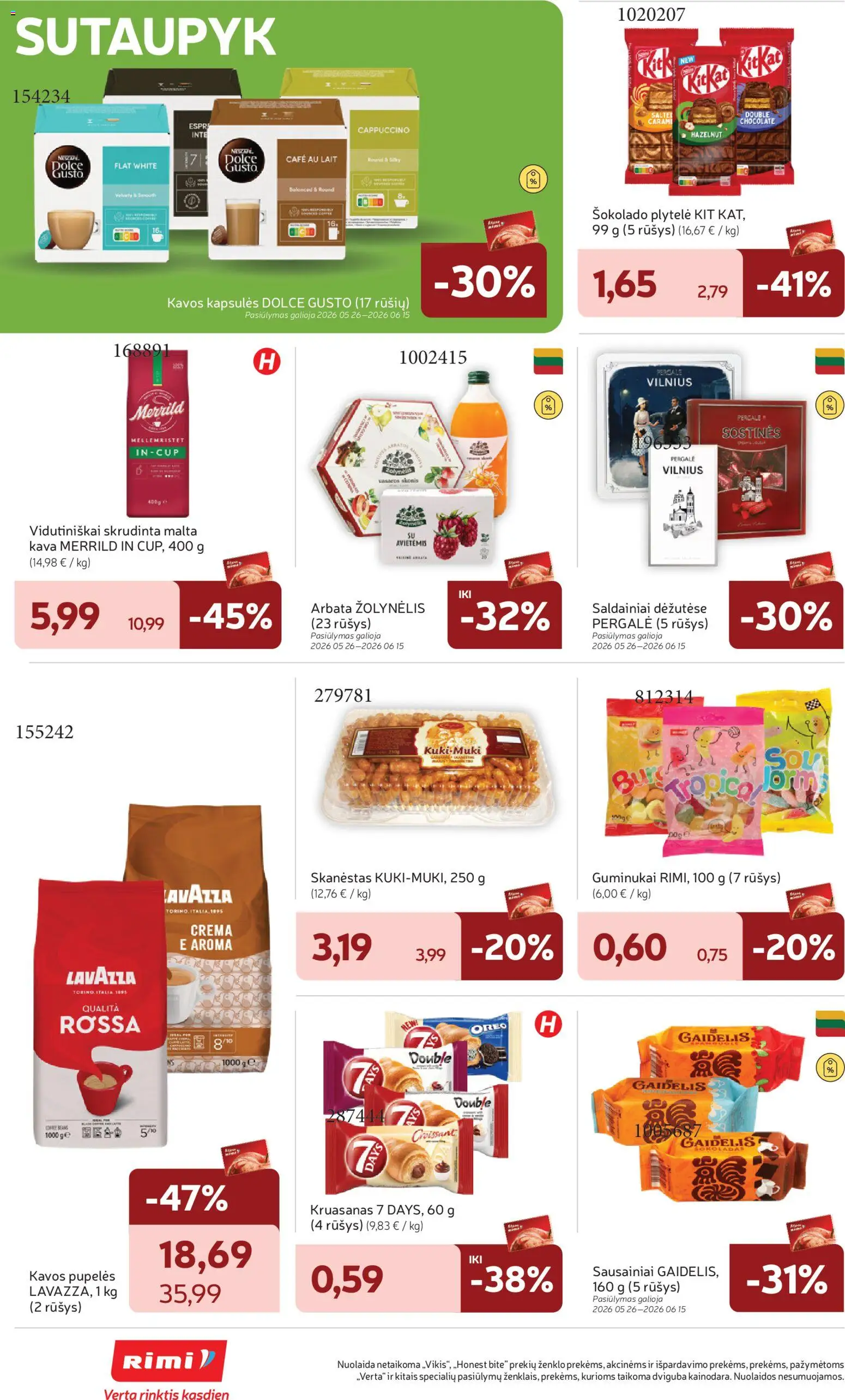 Rimi akcijos nuo 09.06.2026 | Puslapis: 24 | Prekių: Kava, Arbata, Guminukai, Saldainiai
