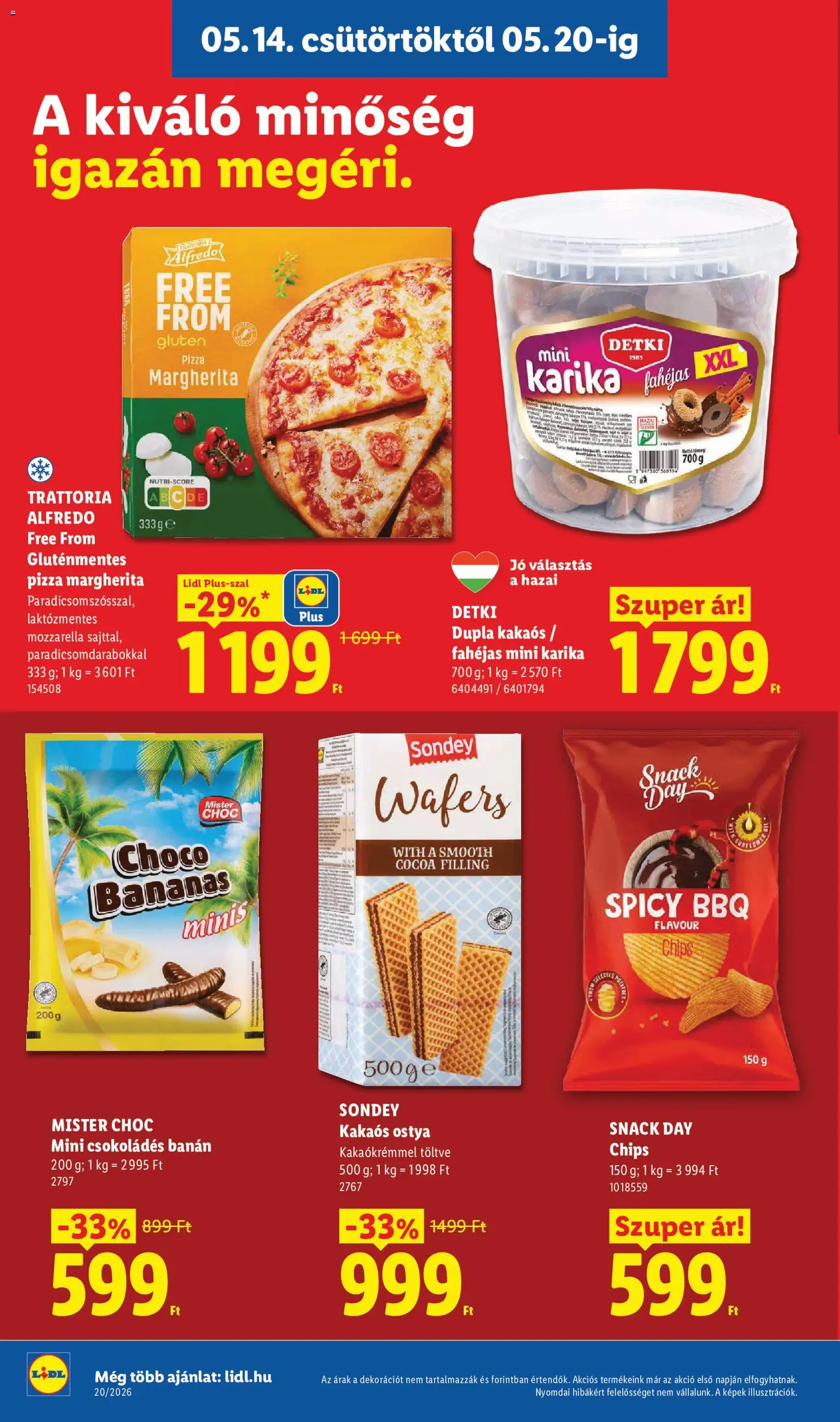 Lidl akciós ujság - amely érvényes a következő dátumtól: 14.05.2026 | Oldal: 12 | Termékek: Mozzarella, Chips, Pizza, Gluténmentes