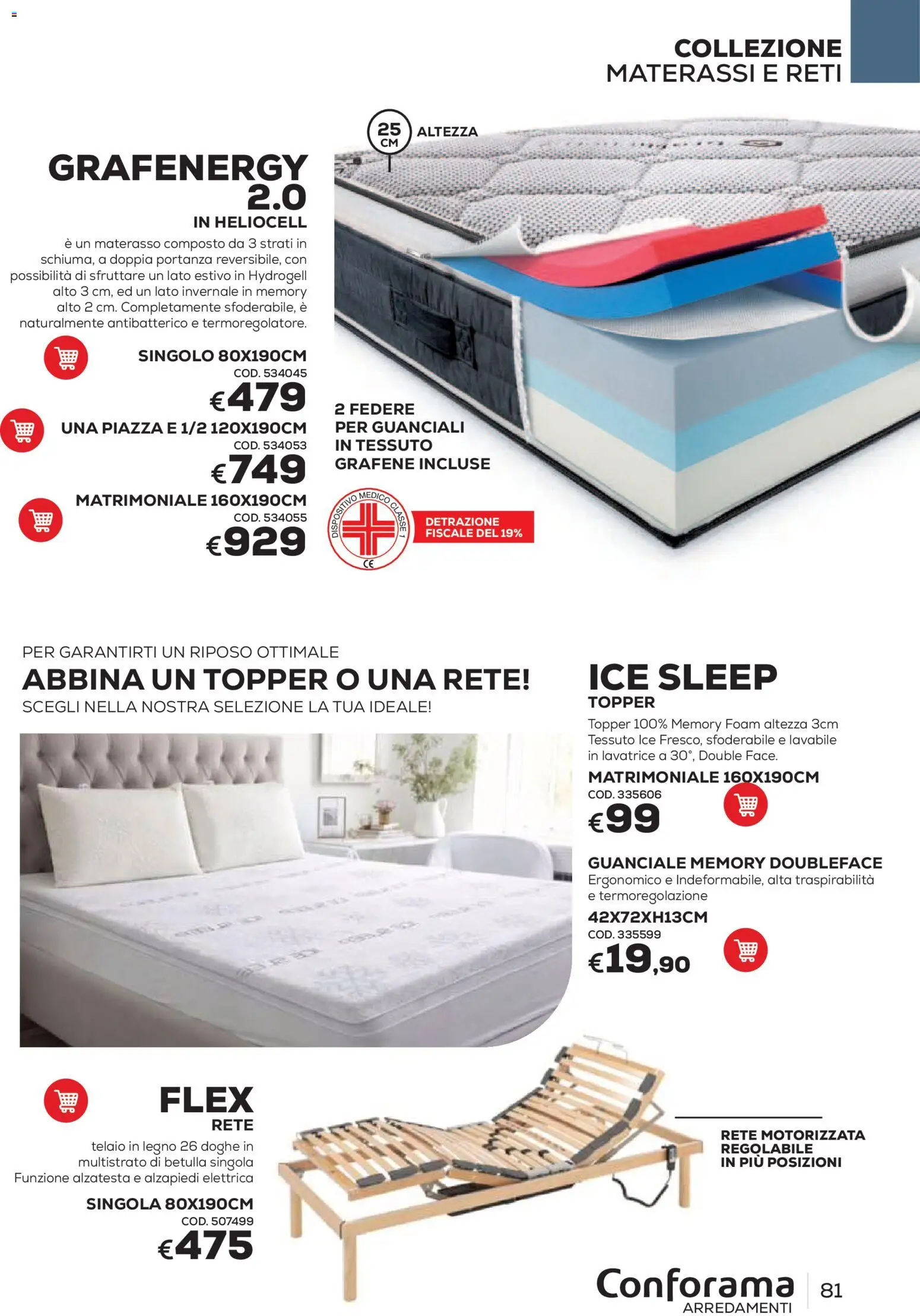 Volantino Conforama del 22/06/2026 | Pagina: 81 | Prodotti: Lavatrice, Materasso, Guanciale