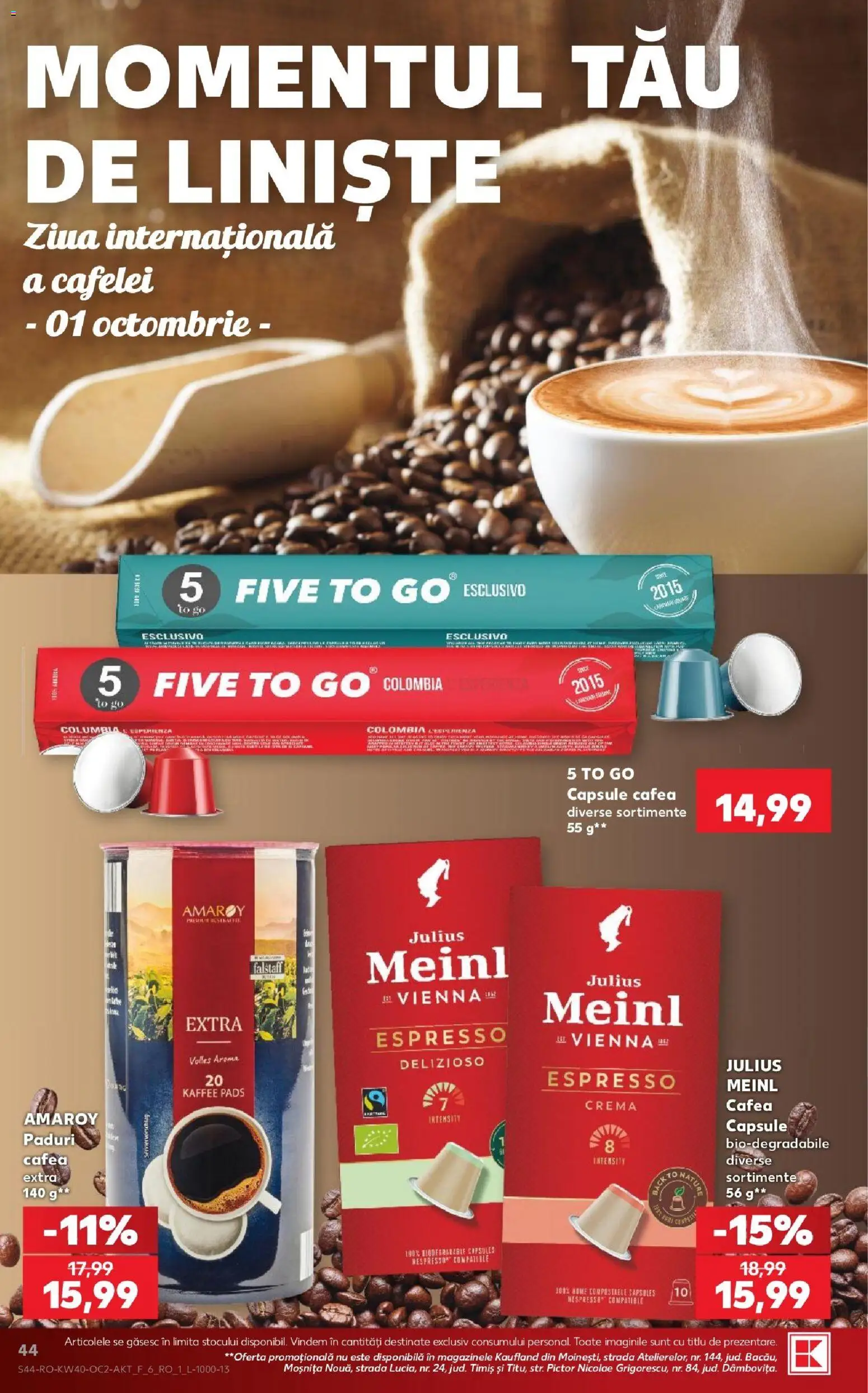 Kaufland RO akciós ujság - amely érvényes a következő dátumtól: 2026.09.30. | Oldal: 44 | Termékek: Nespresso