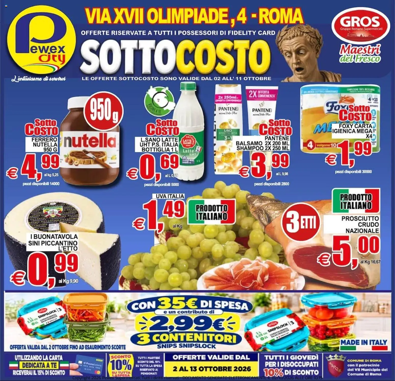 Volantino Pewex del 02/10/2026 | Pagina: 1 | Prodotti: Tè, Latte, Nutella, Bottiglia