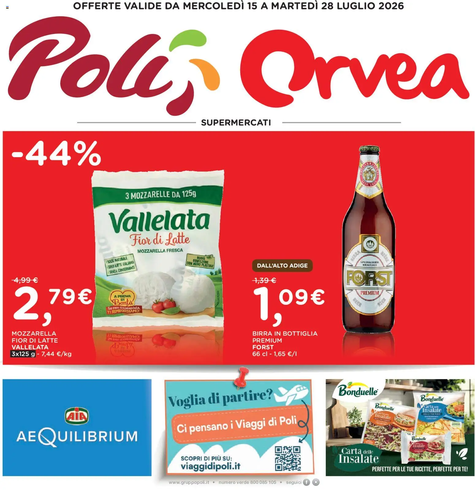 Volantino Poli del 15/07/2026 | Pagina: 1 | Prodotti: Tè, Mozzarella, Latte, Bottiglia