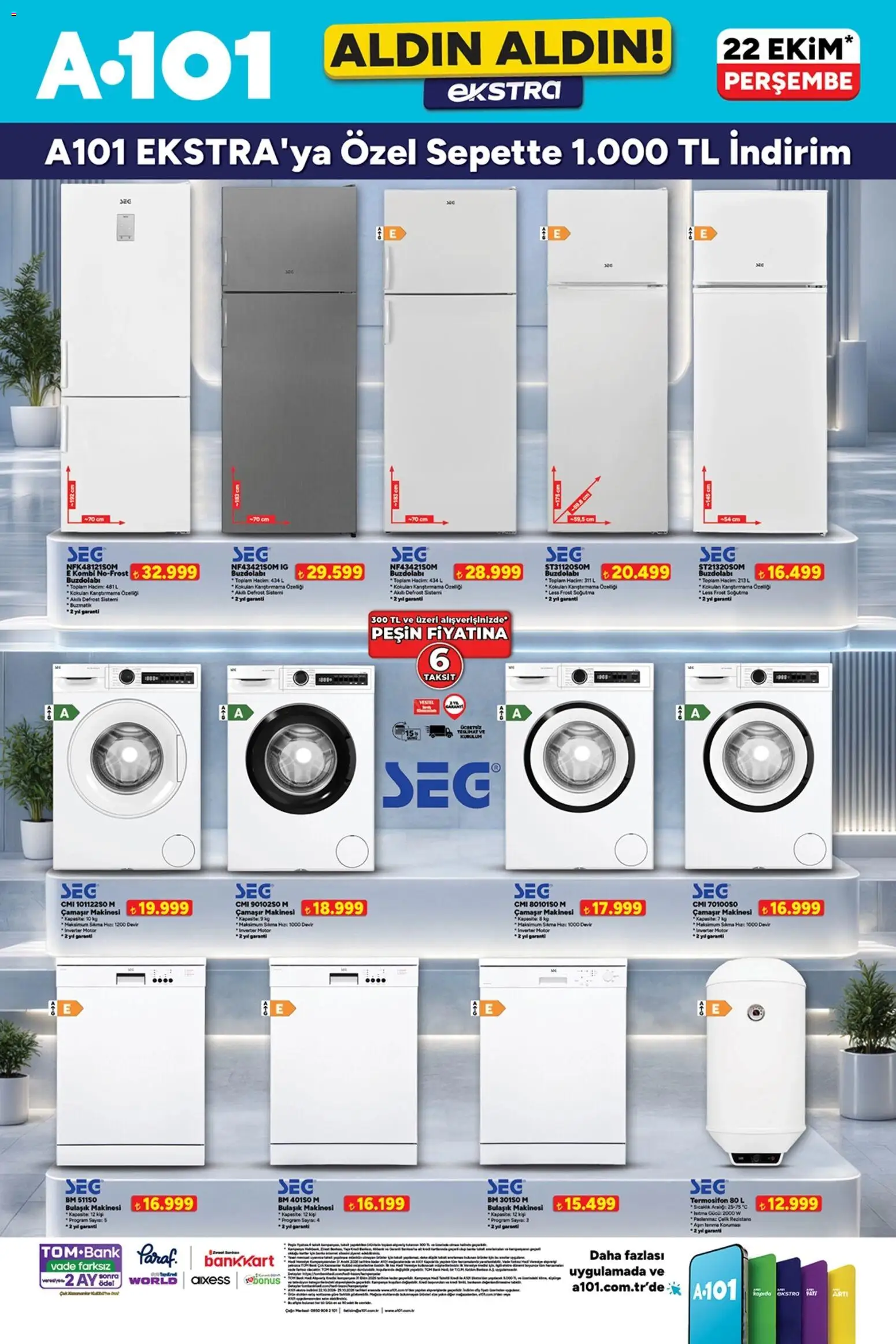 A101 - Katalog Aldın Aldın Ekstra - 22 Ekim 2026 tarihinden itibaren geçerlidir | Sayfa: 1 | Ürünler: Buzdolabı, Çamaşır makinesi, Bulaşık makinesi