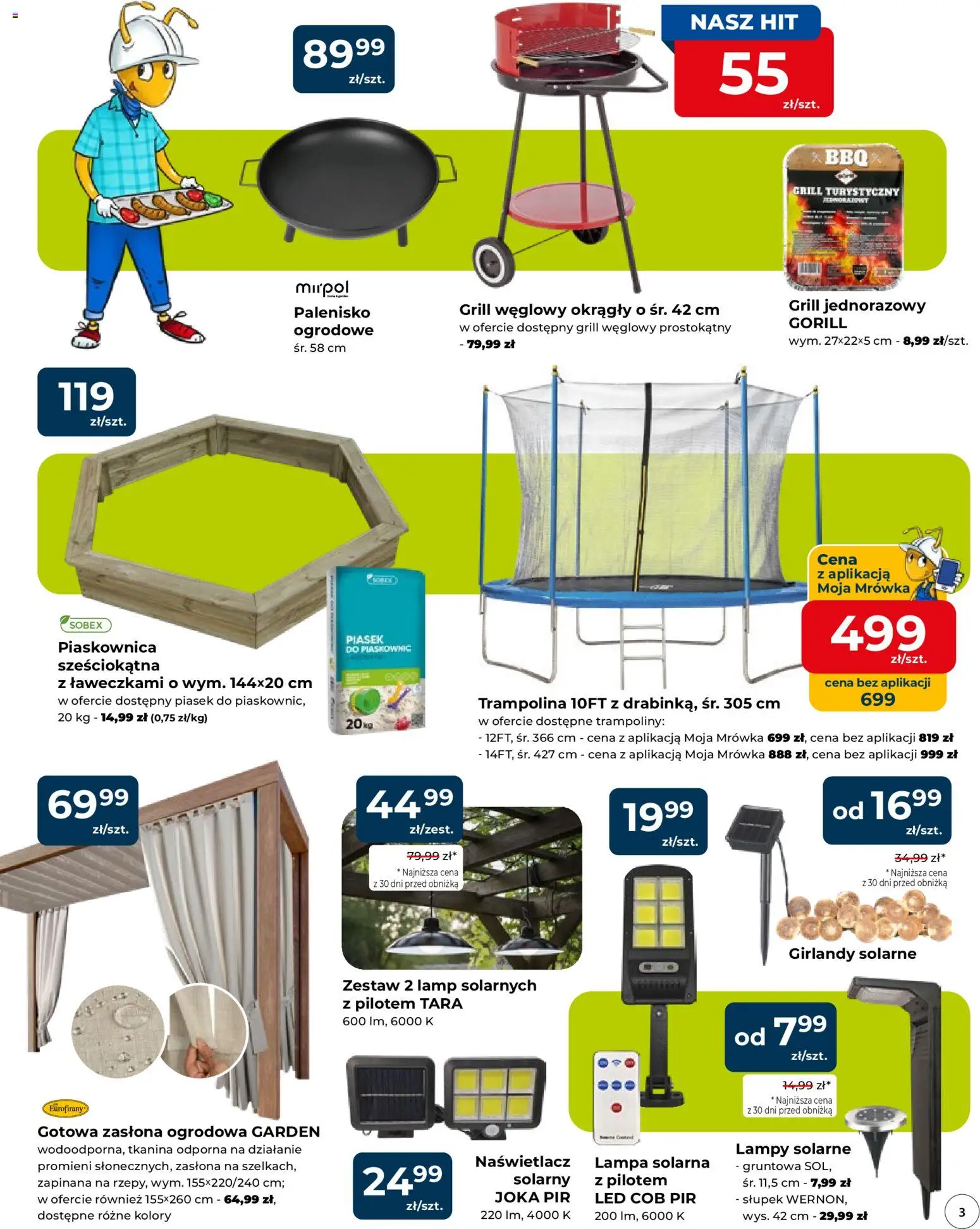 Mrówka gazetka - Malbork od 23.04.2026 | Strona: 3 | Produkty: Lampa solarna, Grill, Lampa, Grill jednorazowy