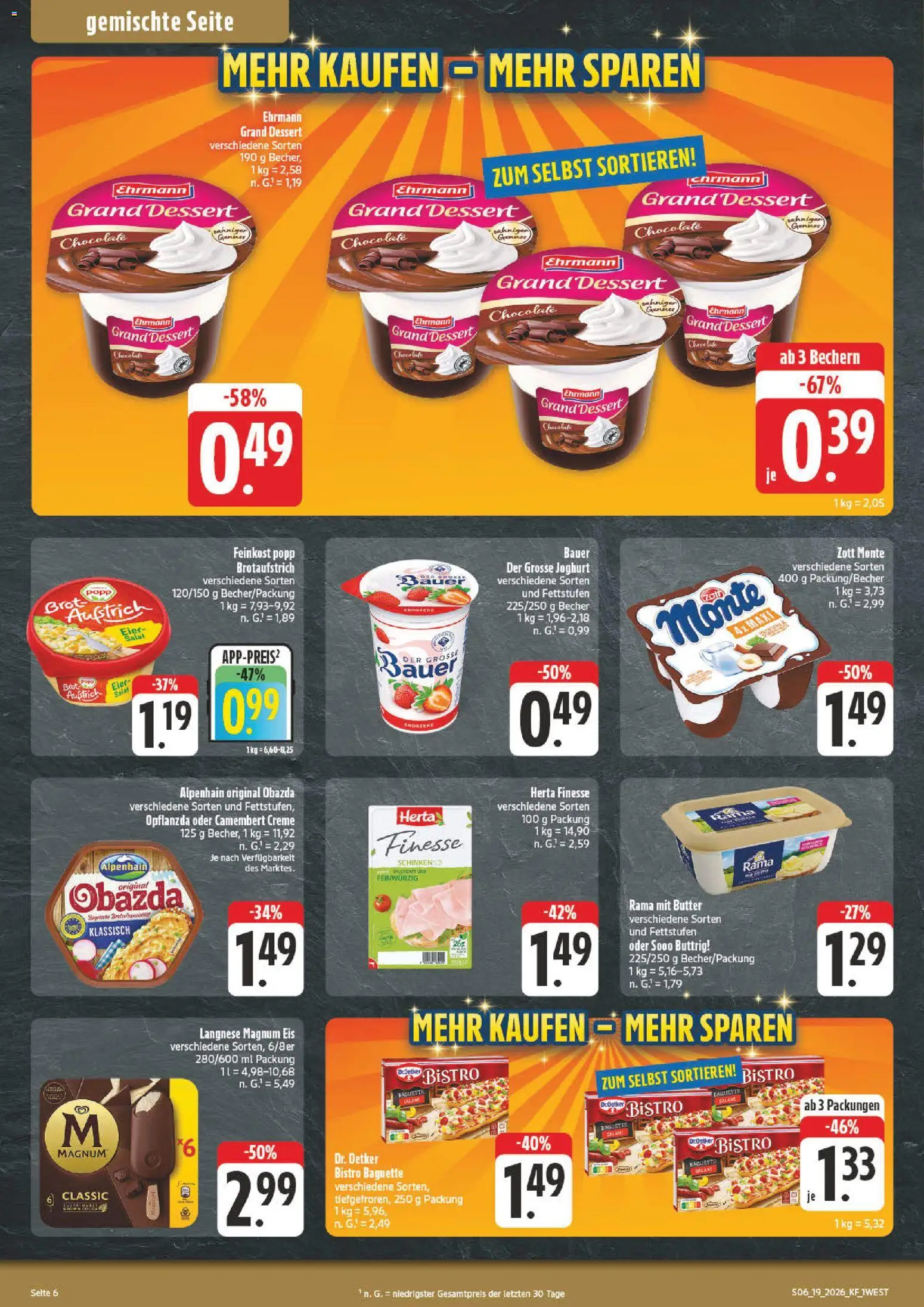 nah & gut Prospekt 	 – gültig ab 04.05.2026 | Seite: 6 | Produkte: Langnese, Ehrmann grand dessert, Baguette, Herta finesse